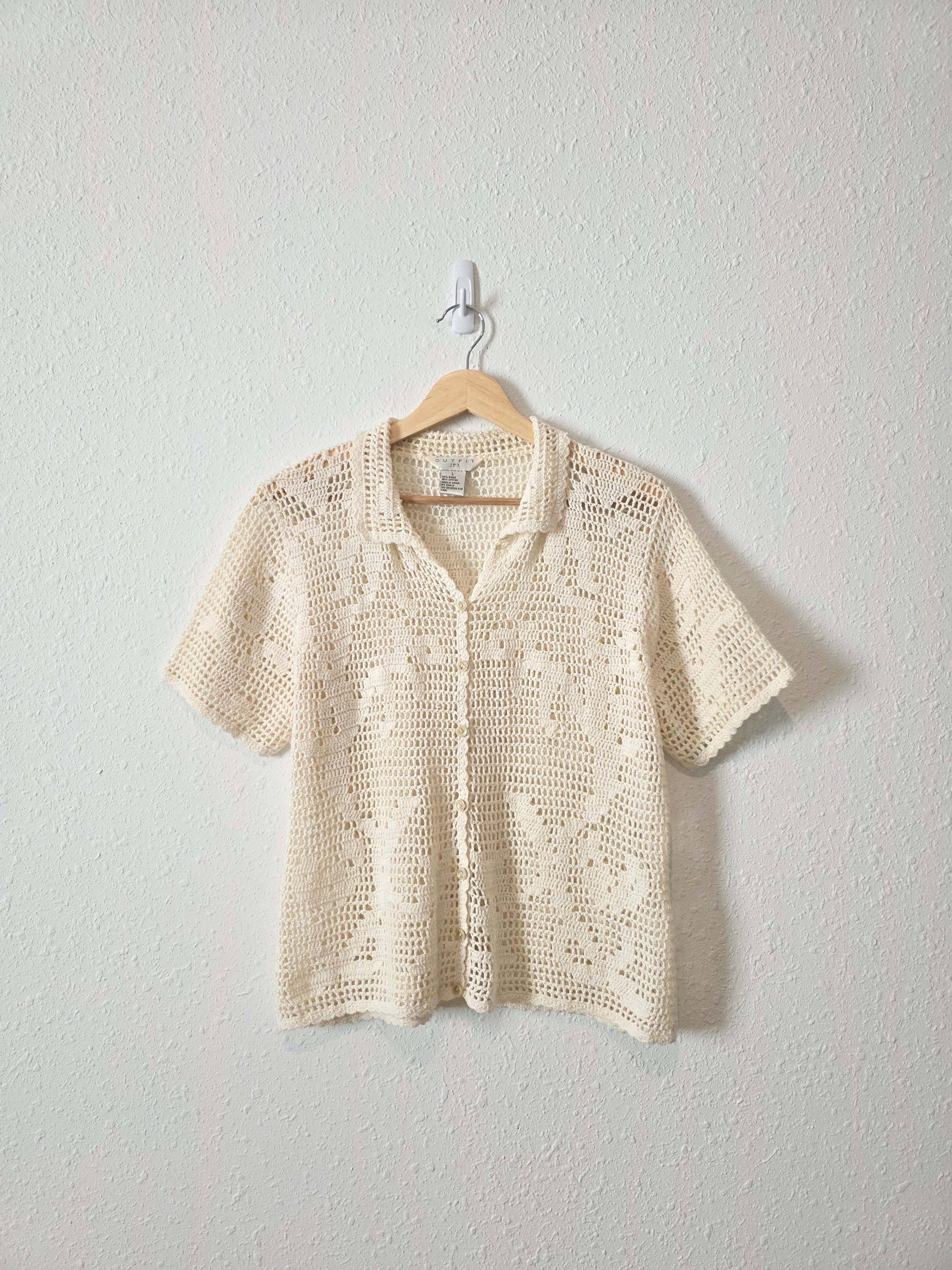 Vintage Crochet Button Up (L)
