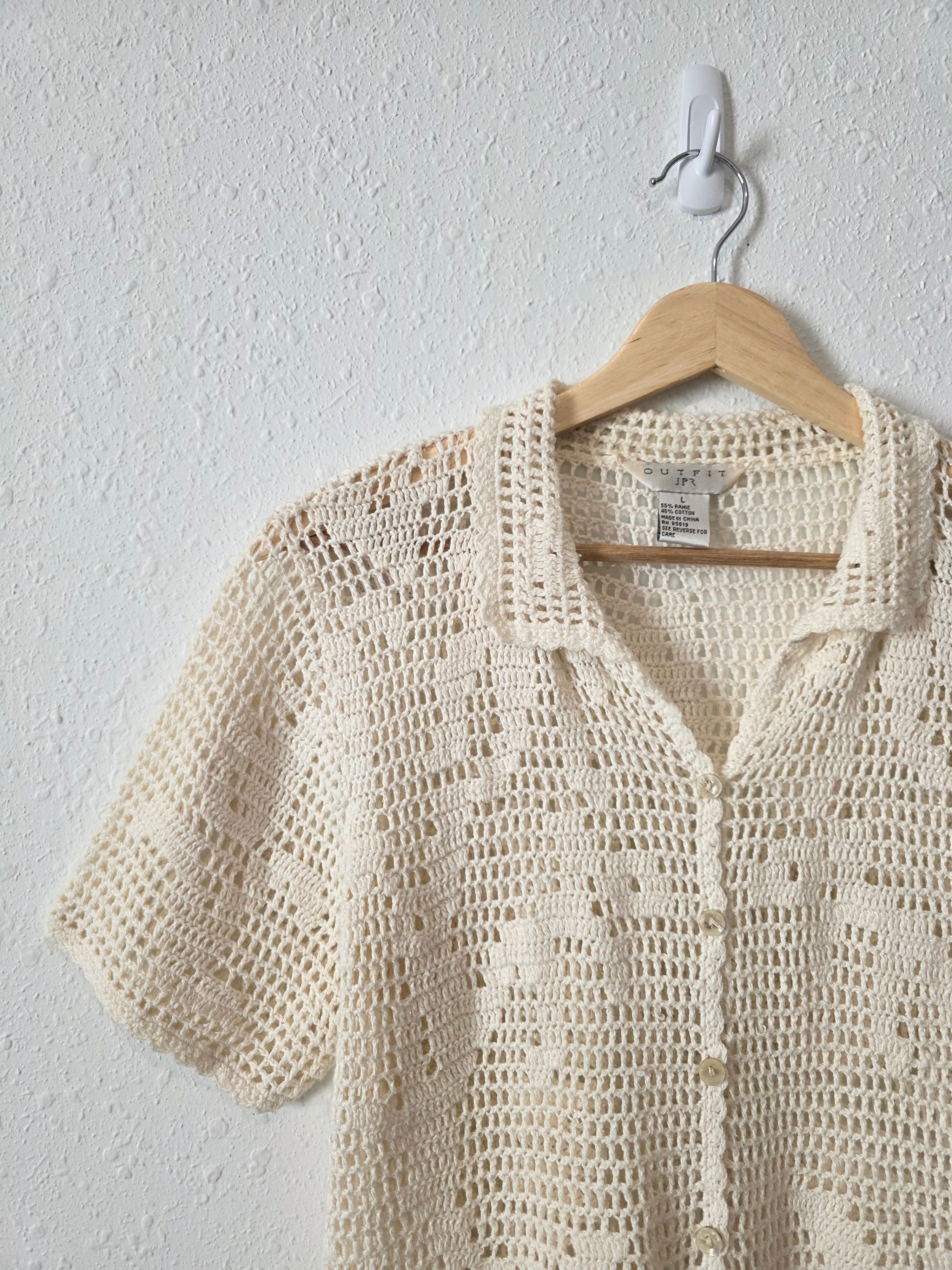 Vintage Crochet Button Up (L)