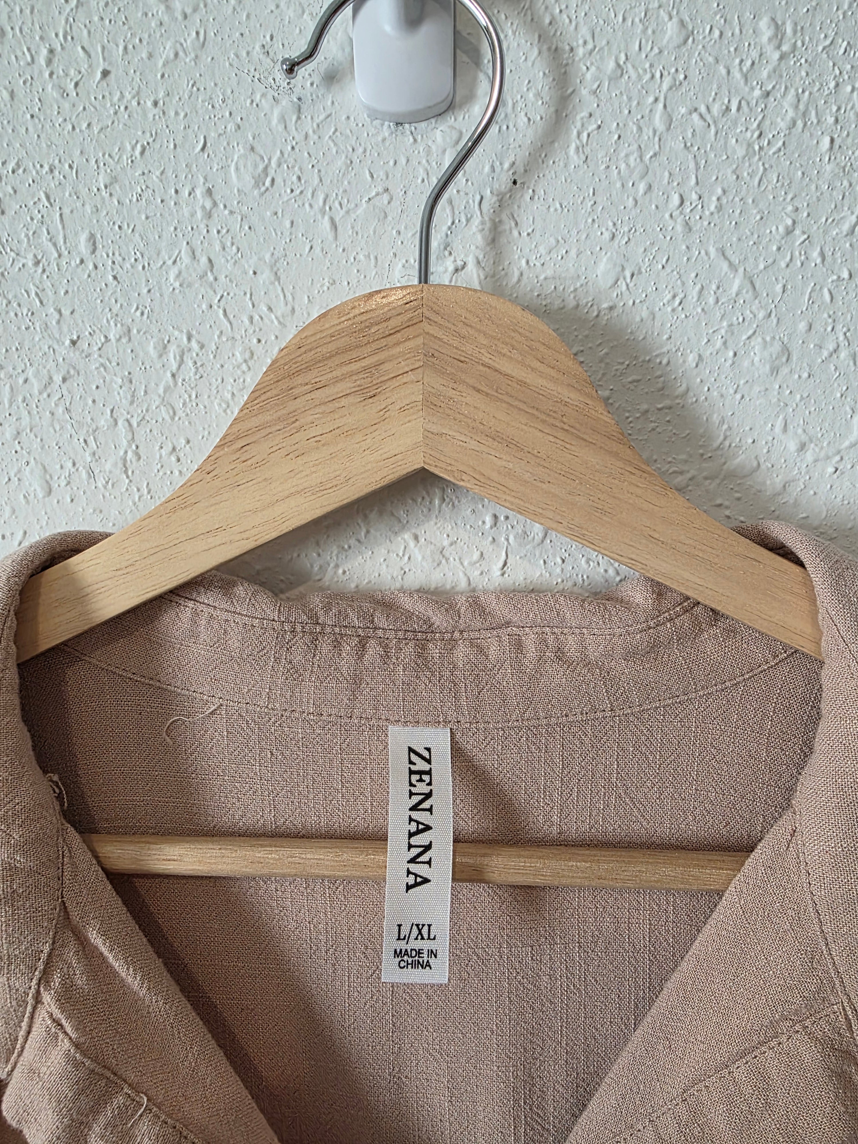 Zenana Linen Blend Button Up (L/XL)