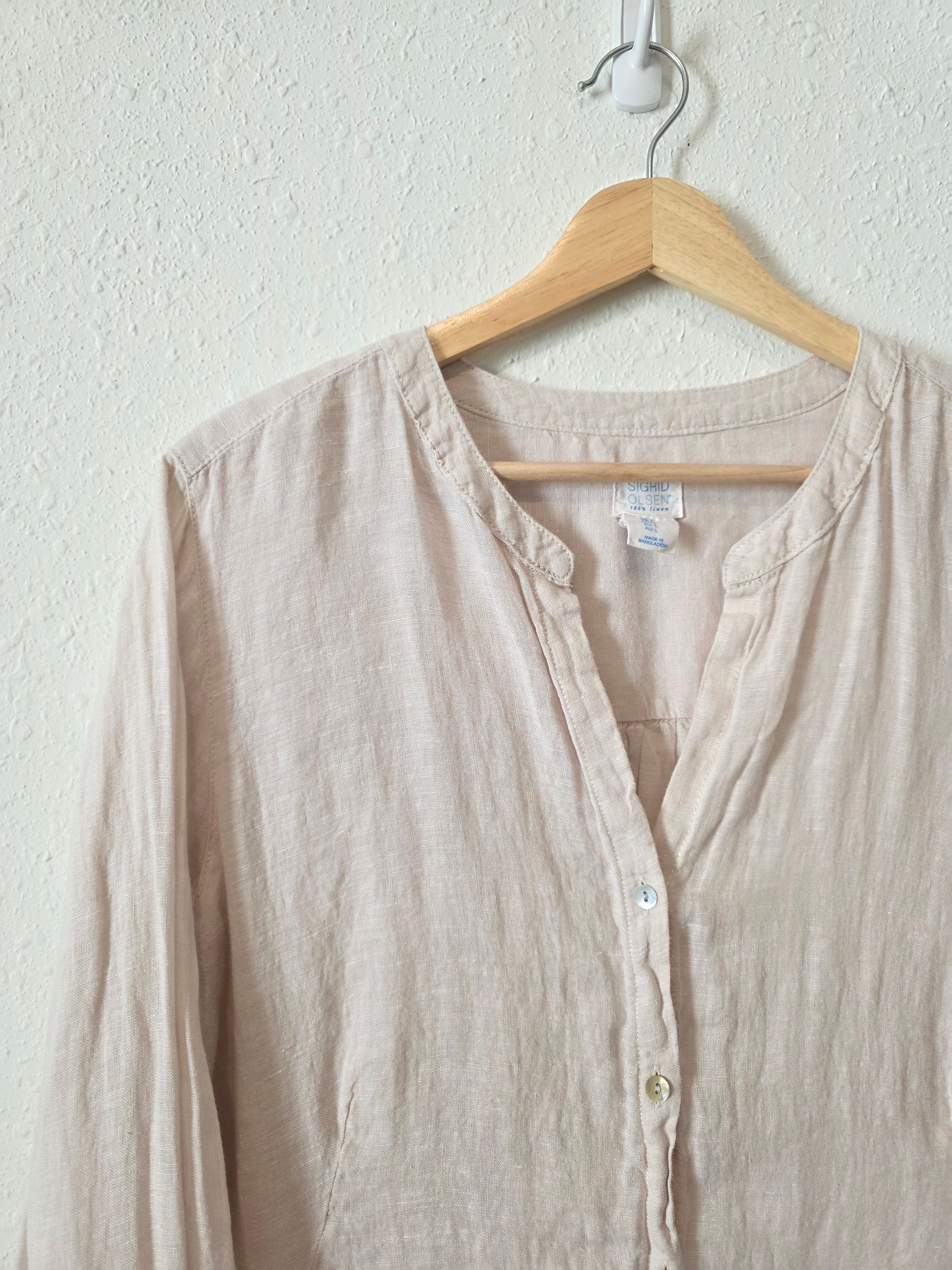 100% Linen Button Up Tunic (L)