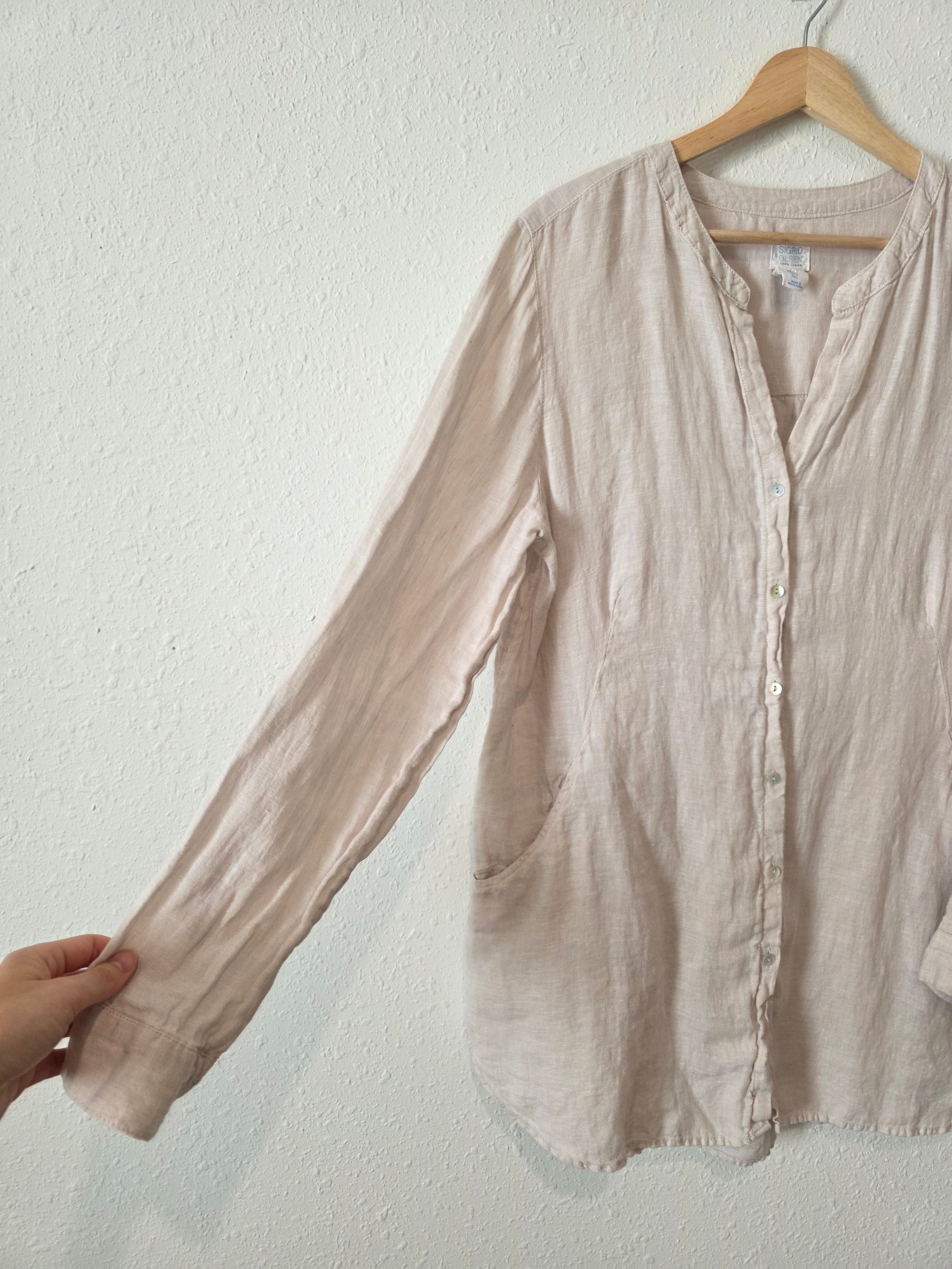 100% Linen Button Up Tunic (L)