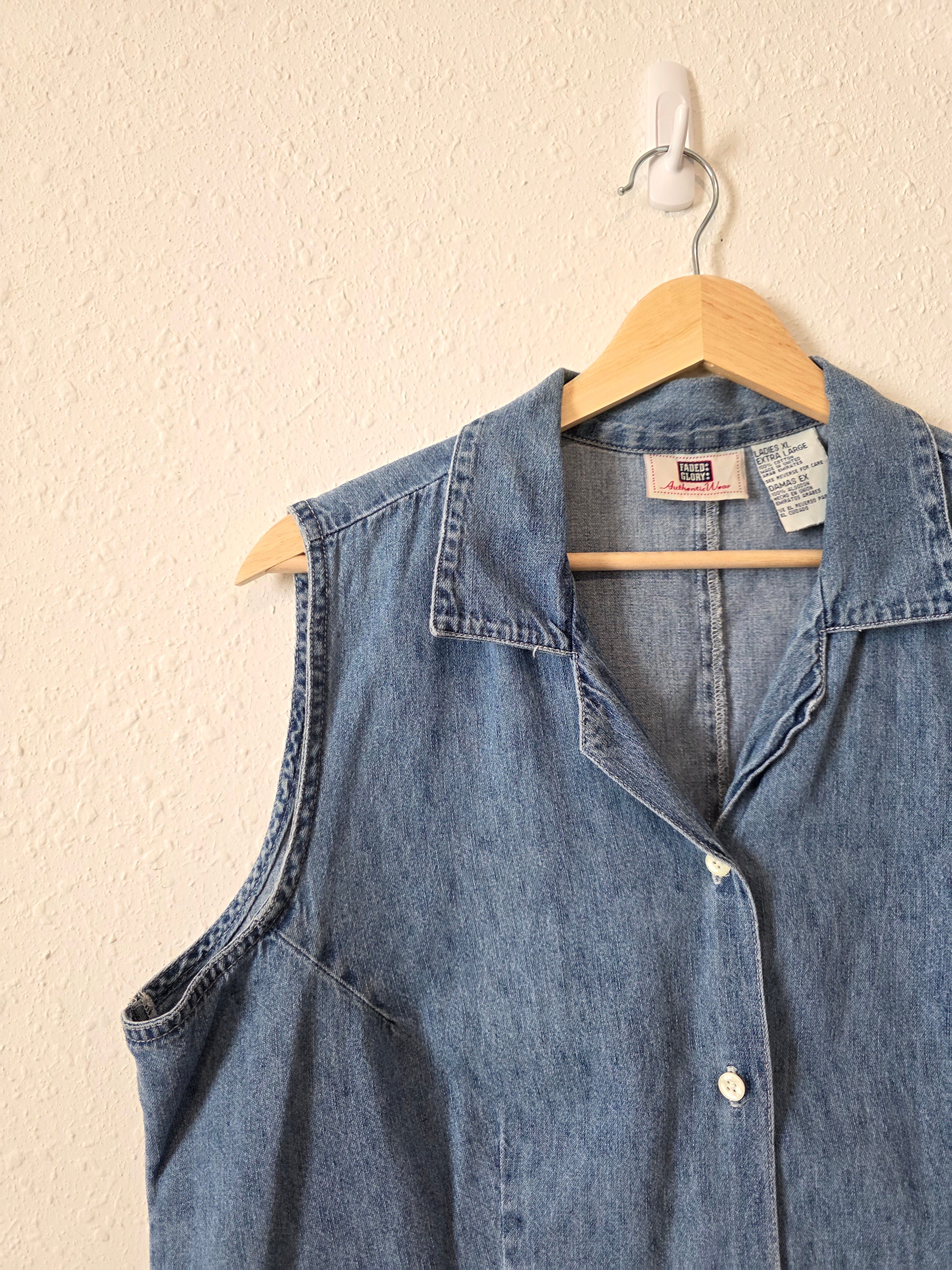 Vintage Denim Button Up Top (XL)