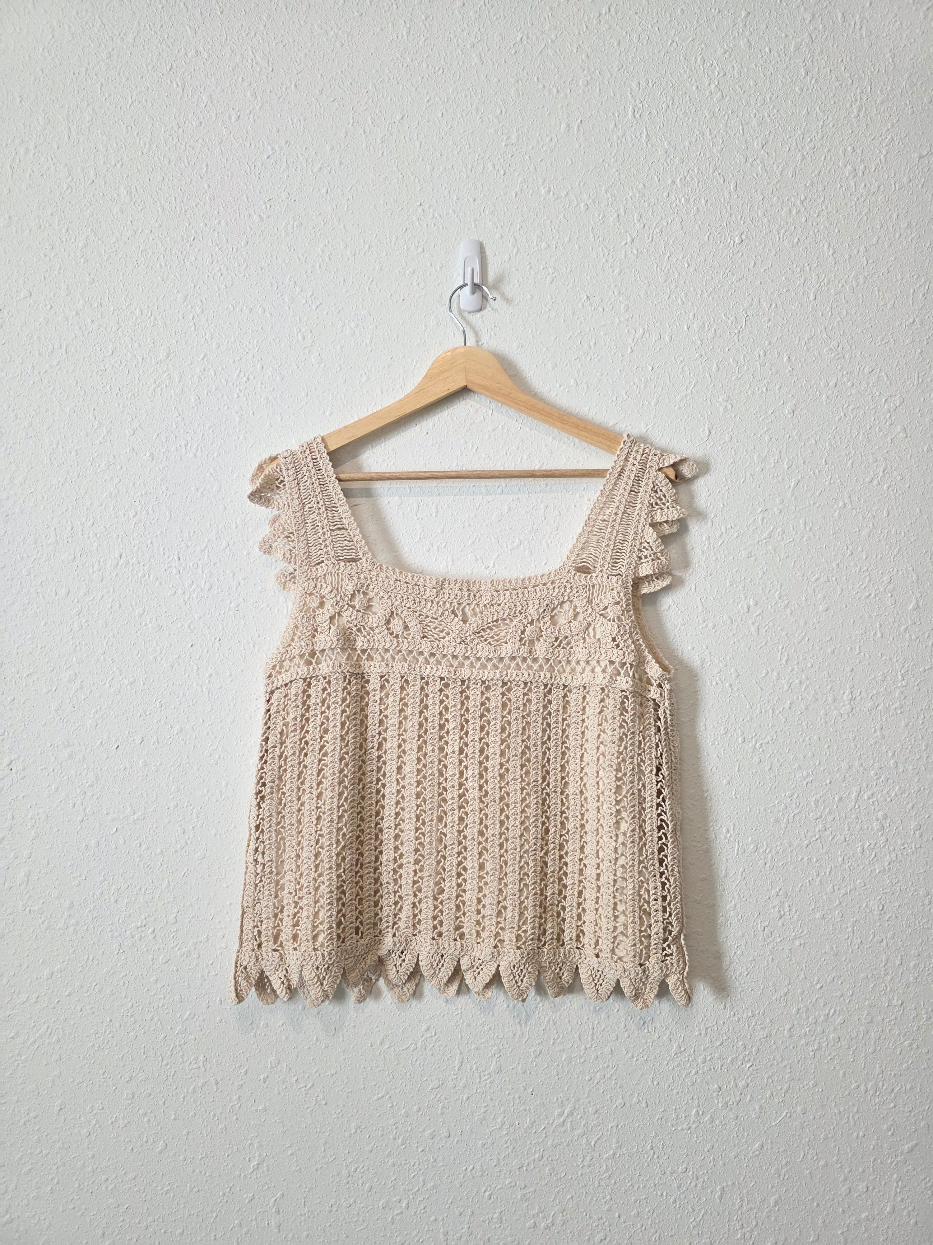 Crochet Knit Cotton Tank (L)