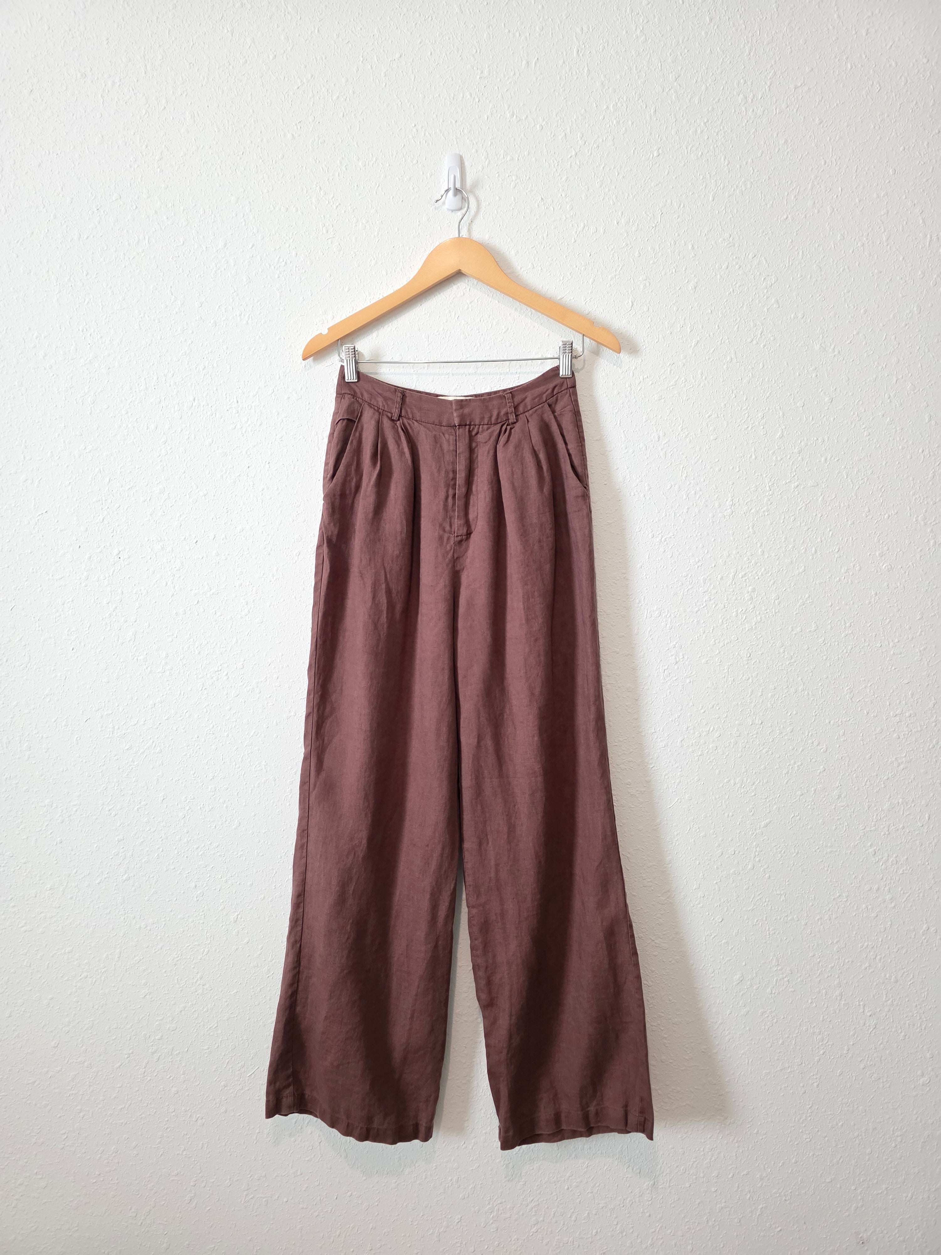 Dissh Chocolate Linen Trousers (4)