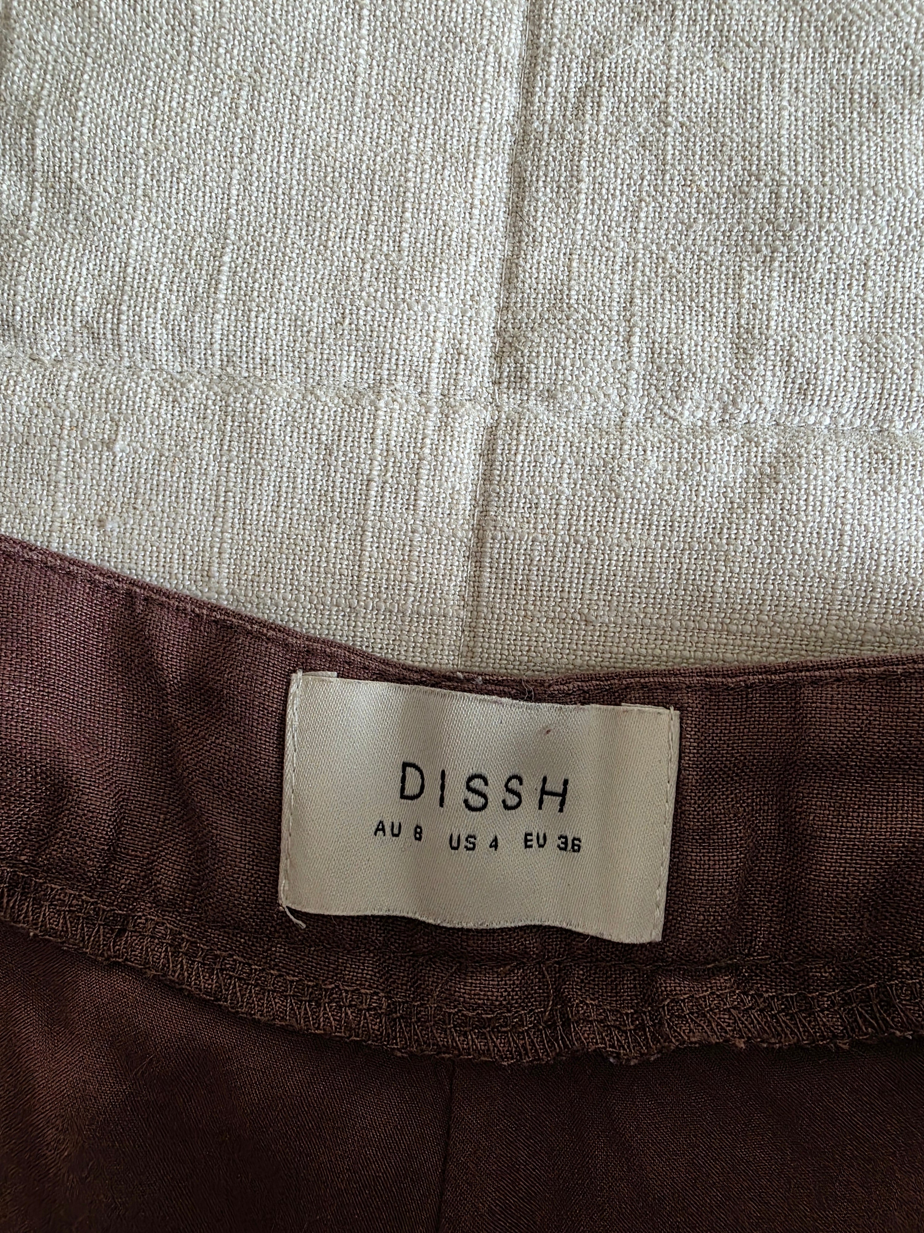 Dissh Chocolate Linen Trousers (4)