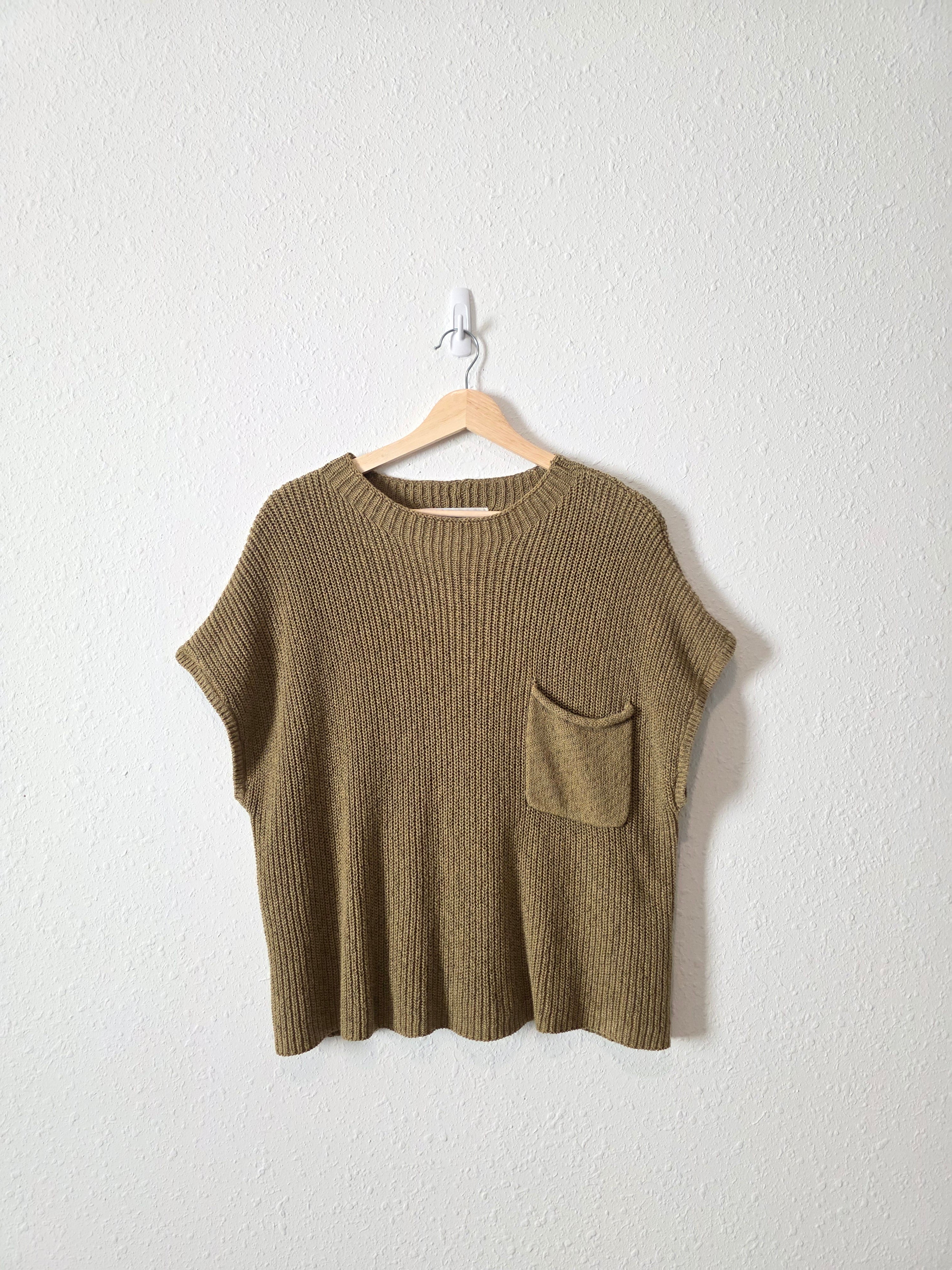 Free People Olive Knit Top (L)