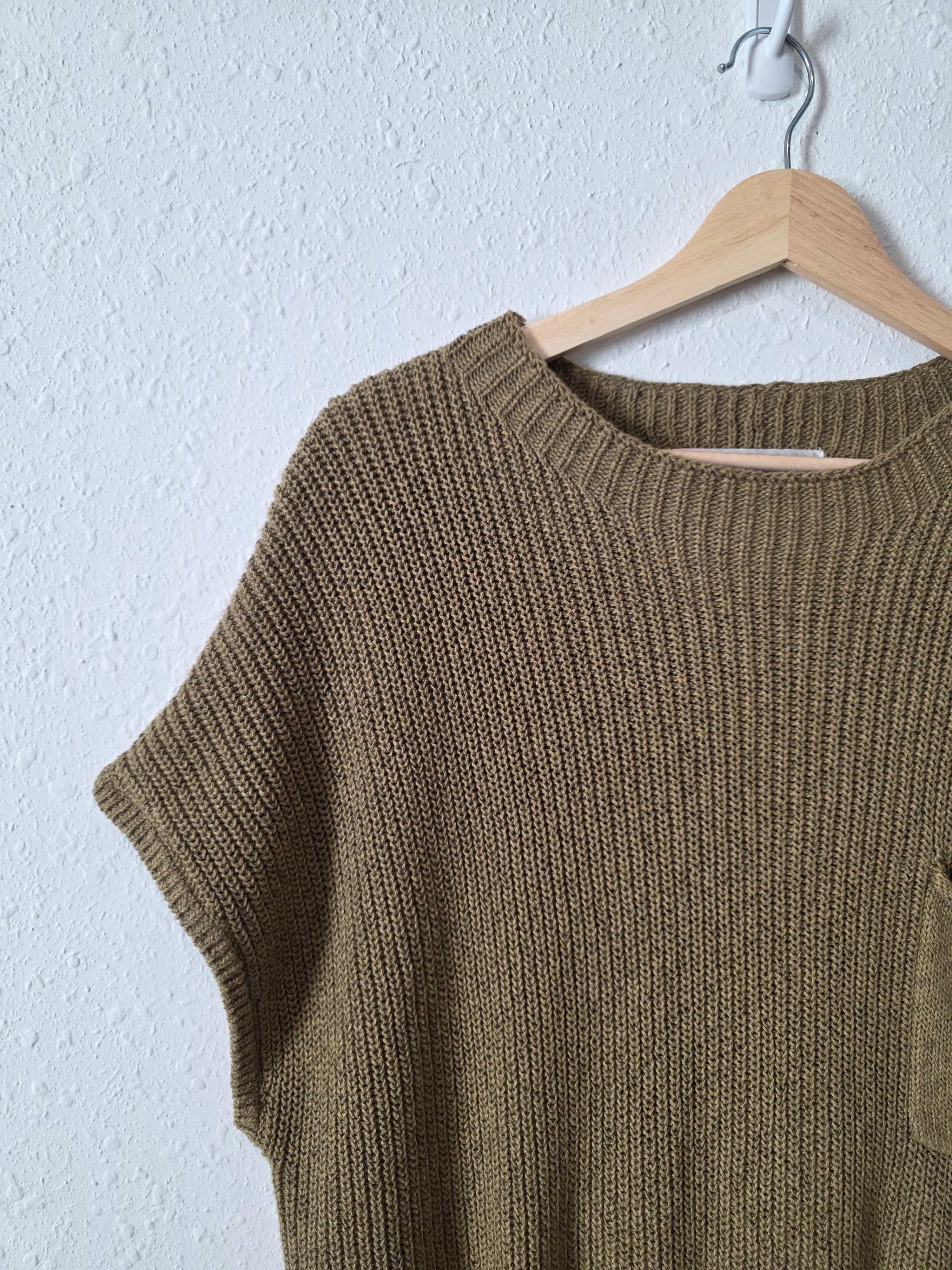 Free People Olive Knit Top (L)