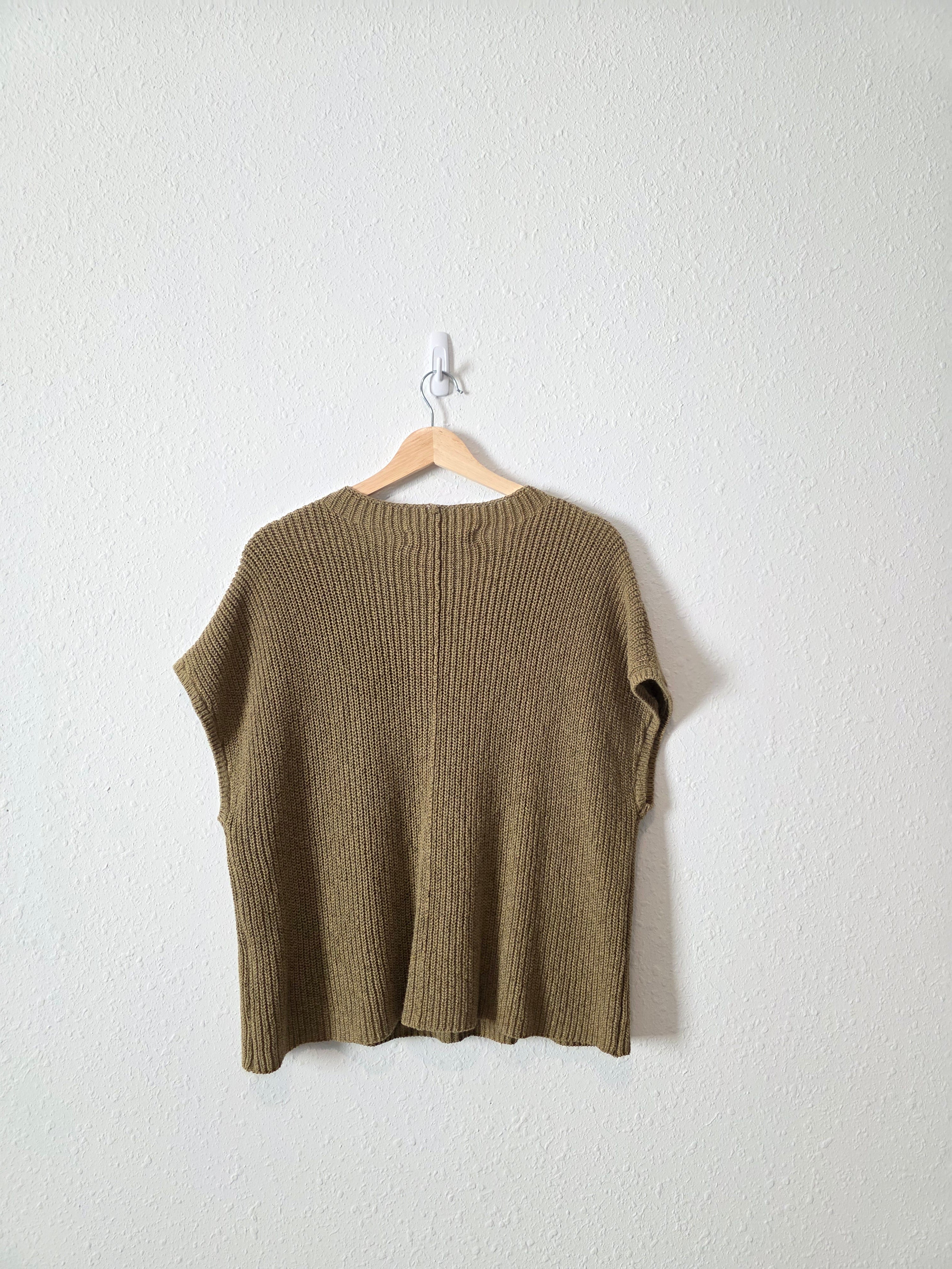 Free People Olive Knit Top (L)