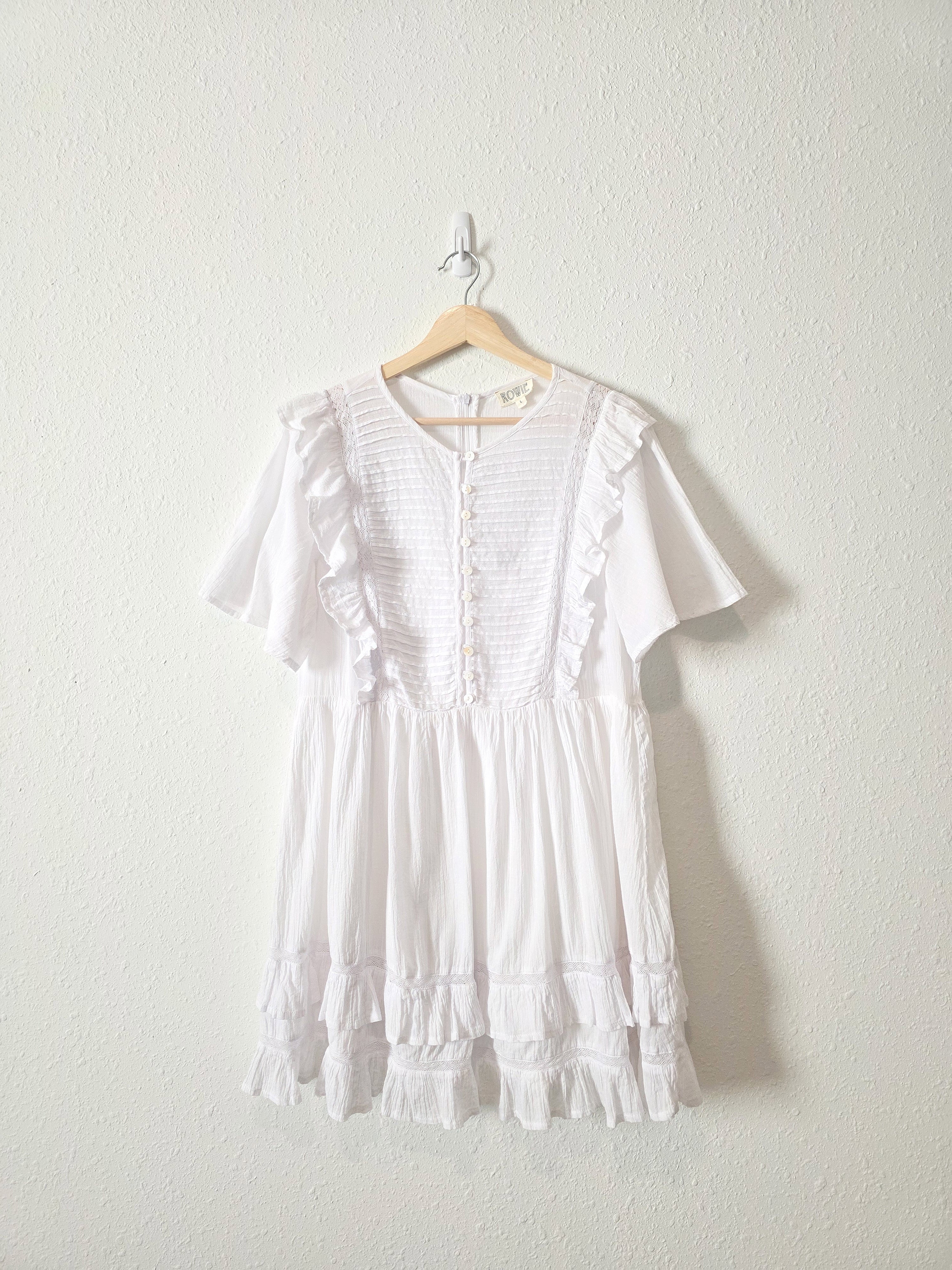 Rowie White Cotton Mini Dress (L)