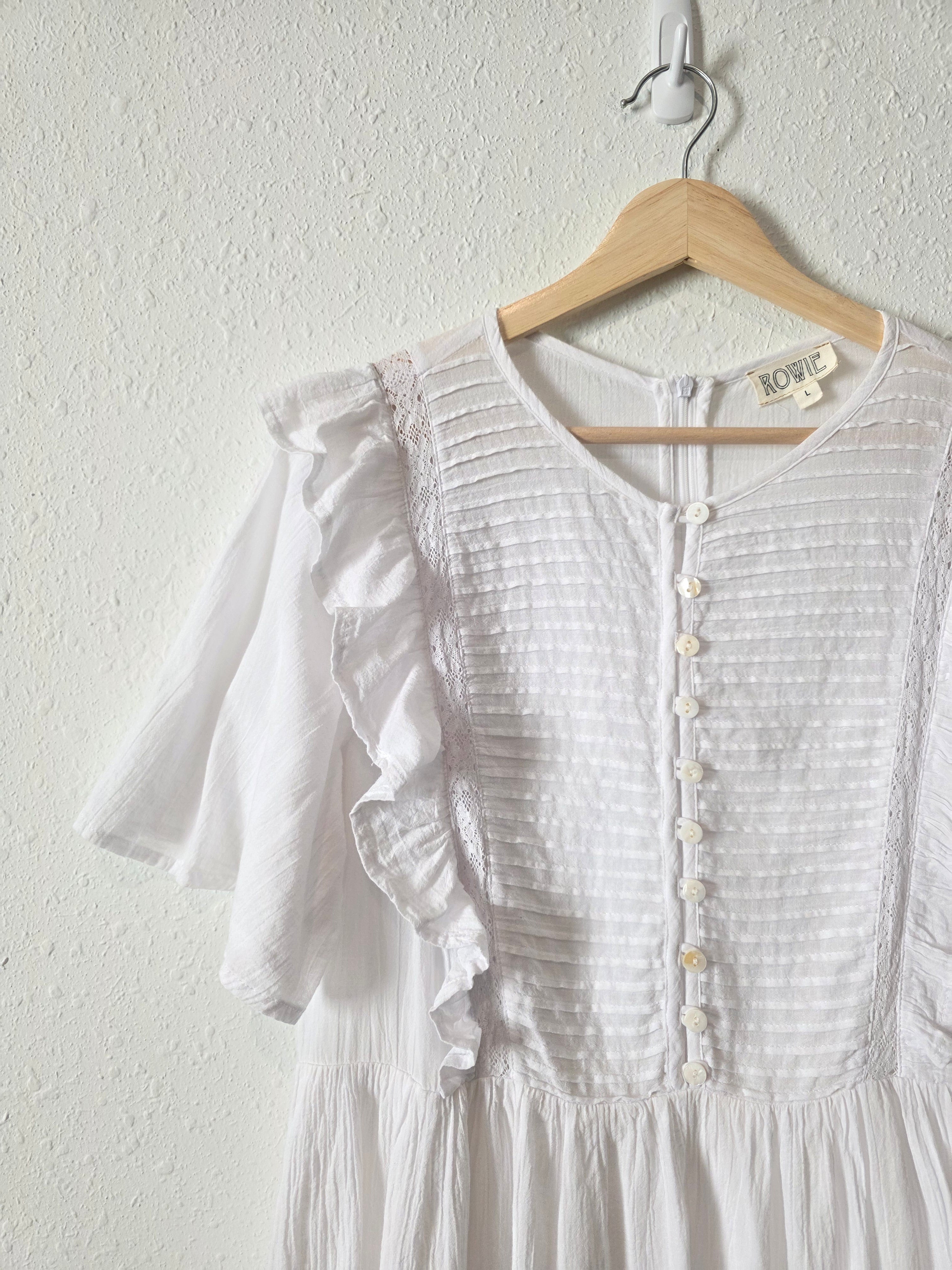 Rowie White Cotton Mini Dress (L)
