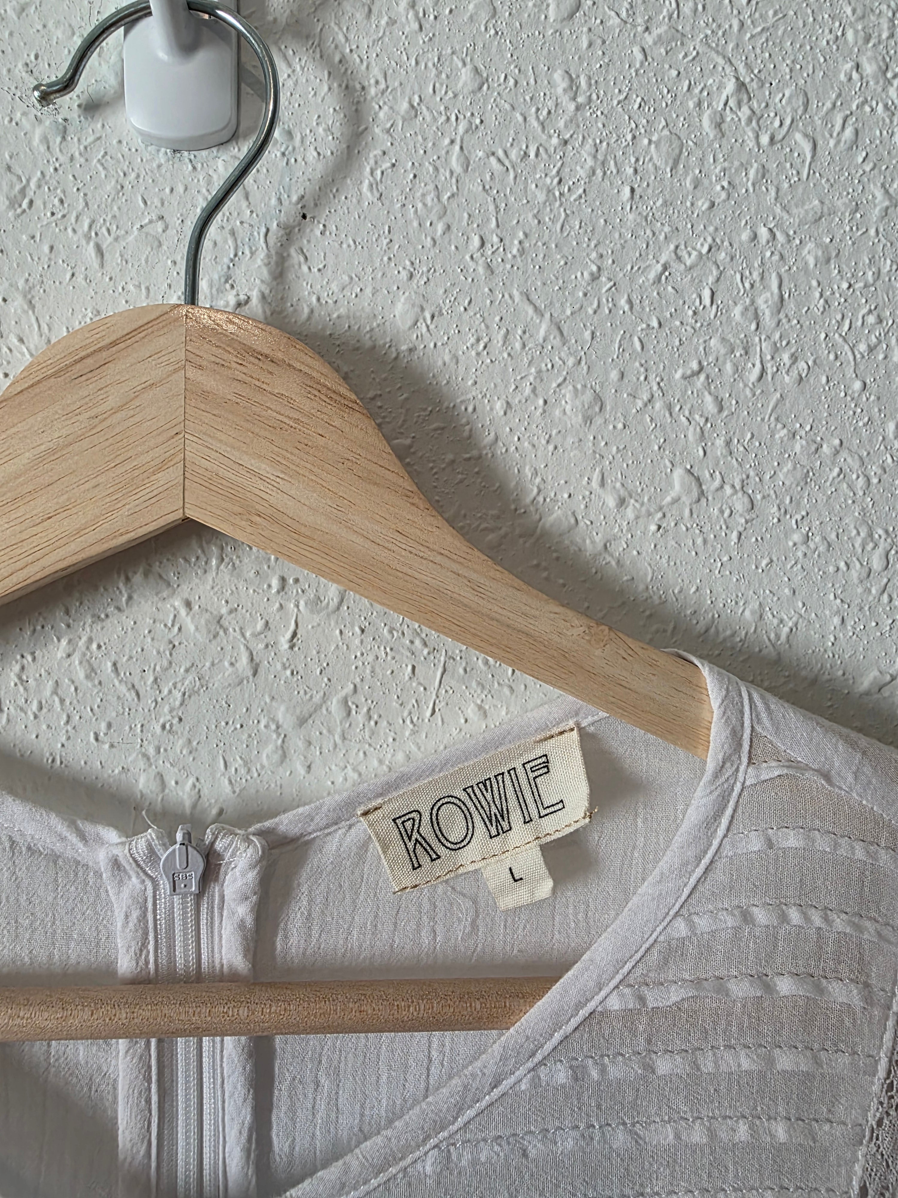 Rowie White Cotton Mini Dress (L)