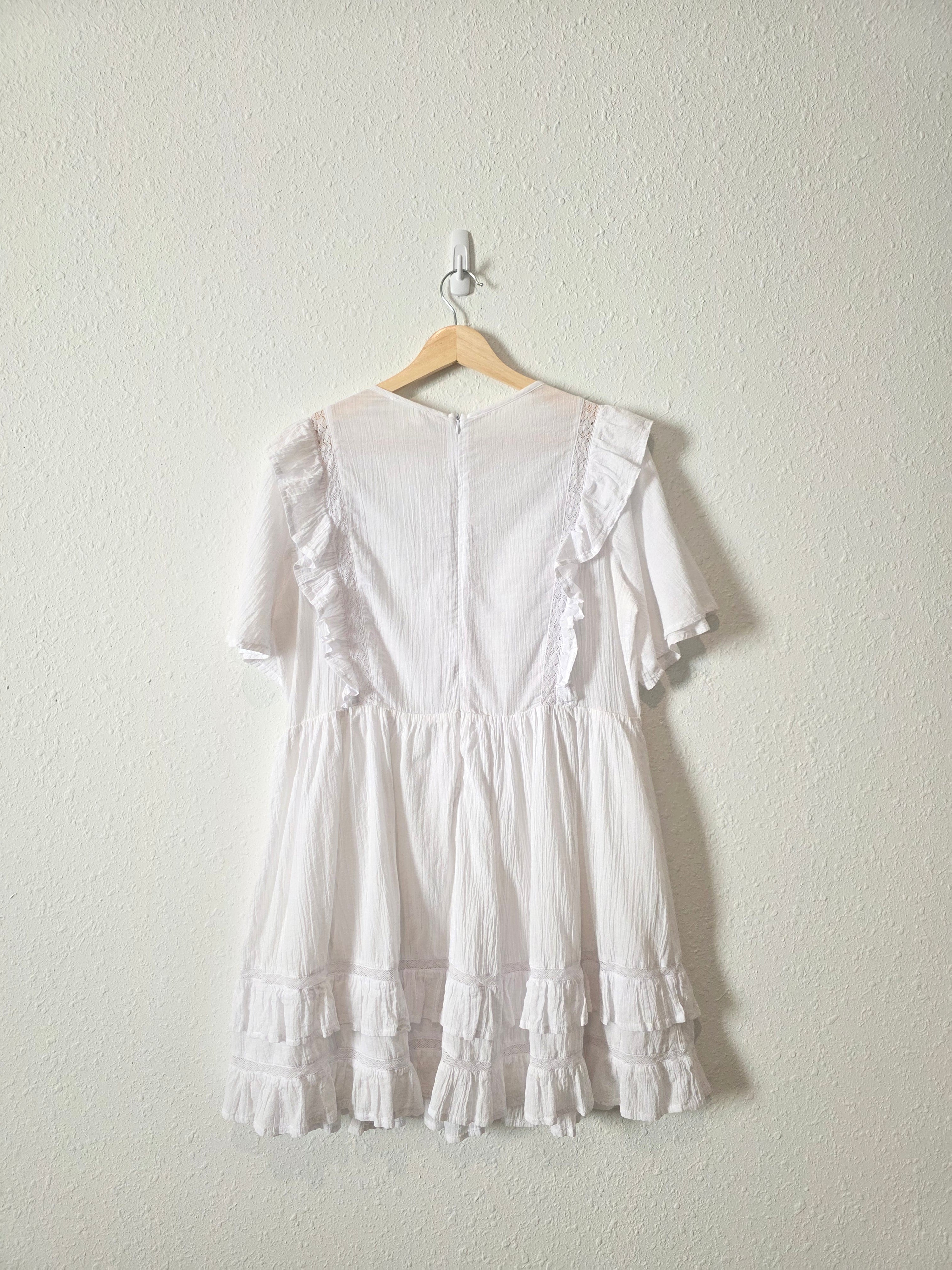 Rowie White Cotton Mini Dress (L)