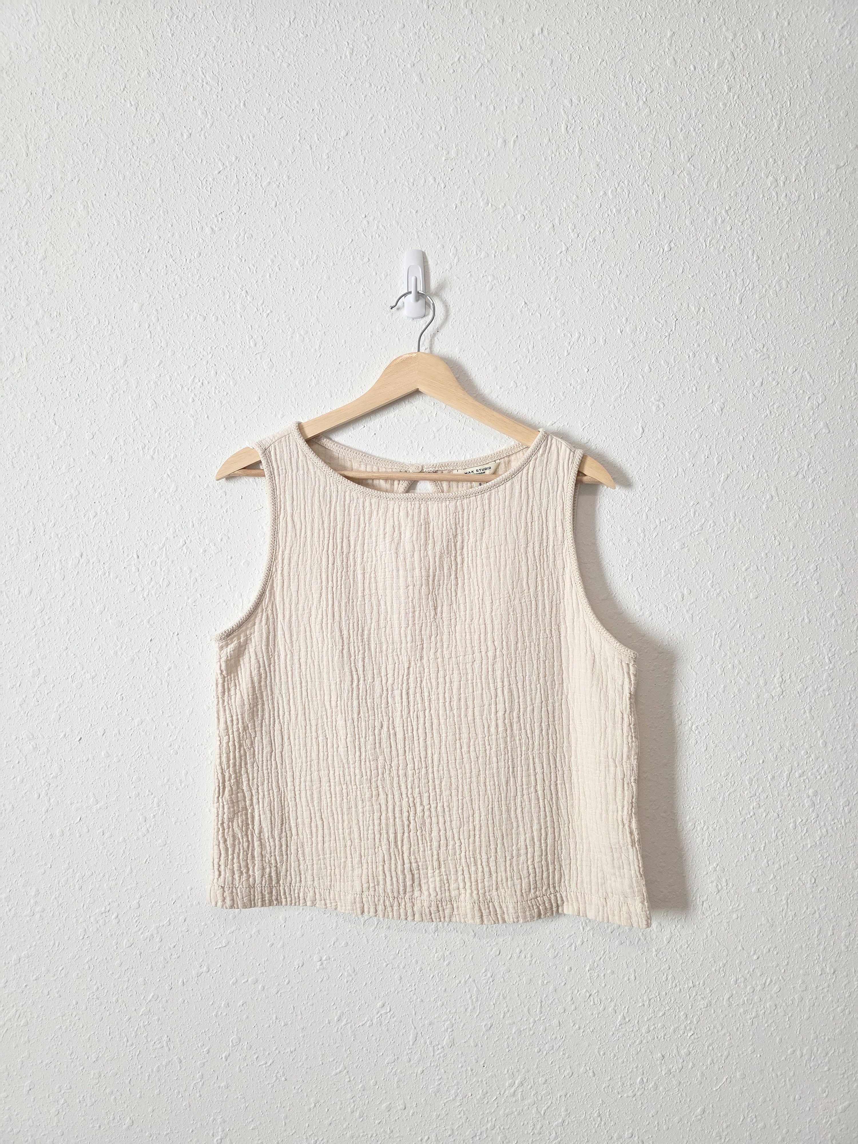 Neutral Cotton Linen Tank (S)