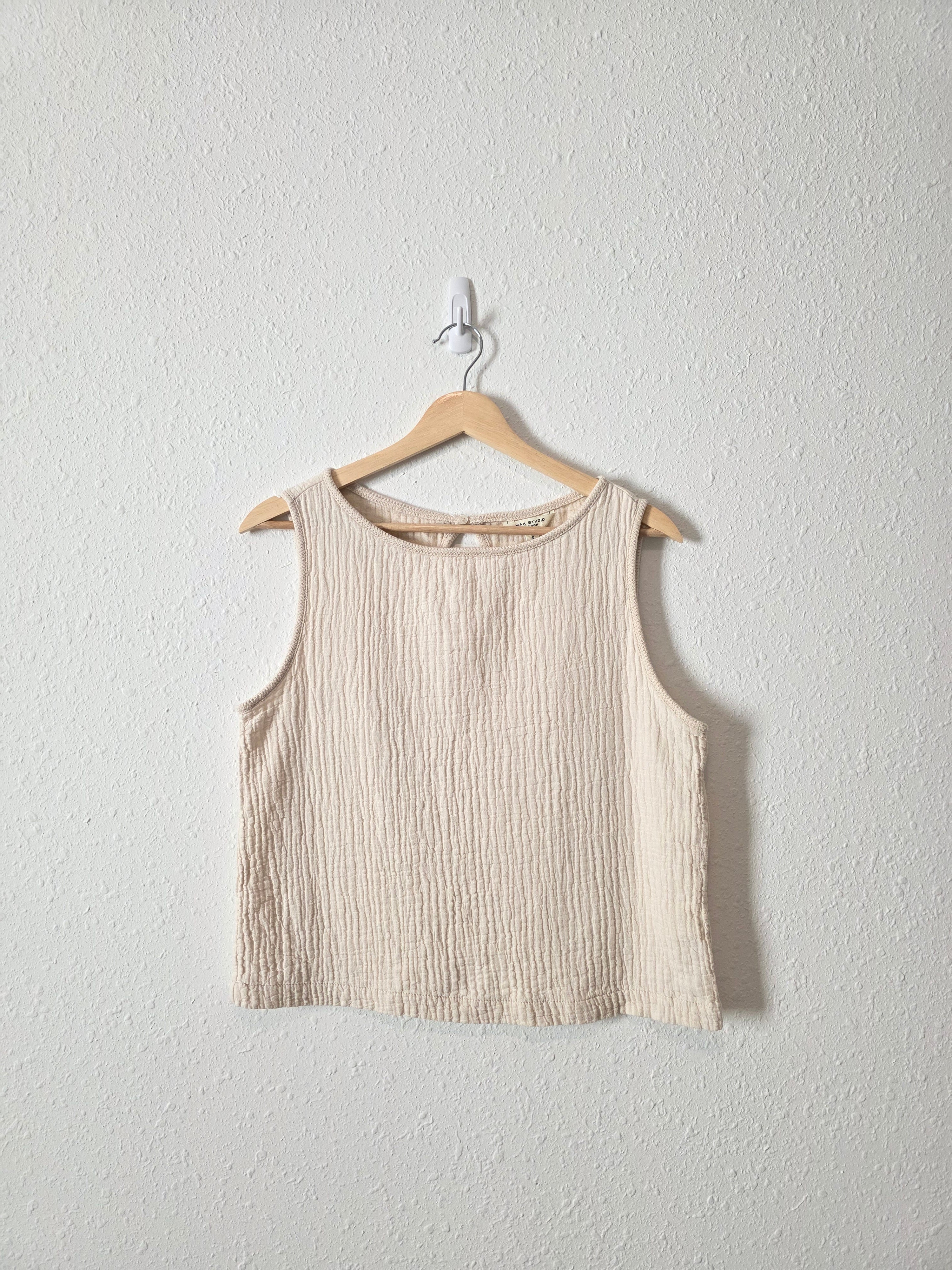 Neutral Cotton Linen Tank (S)