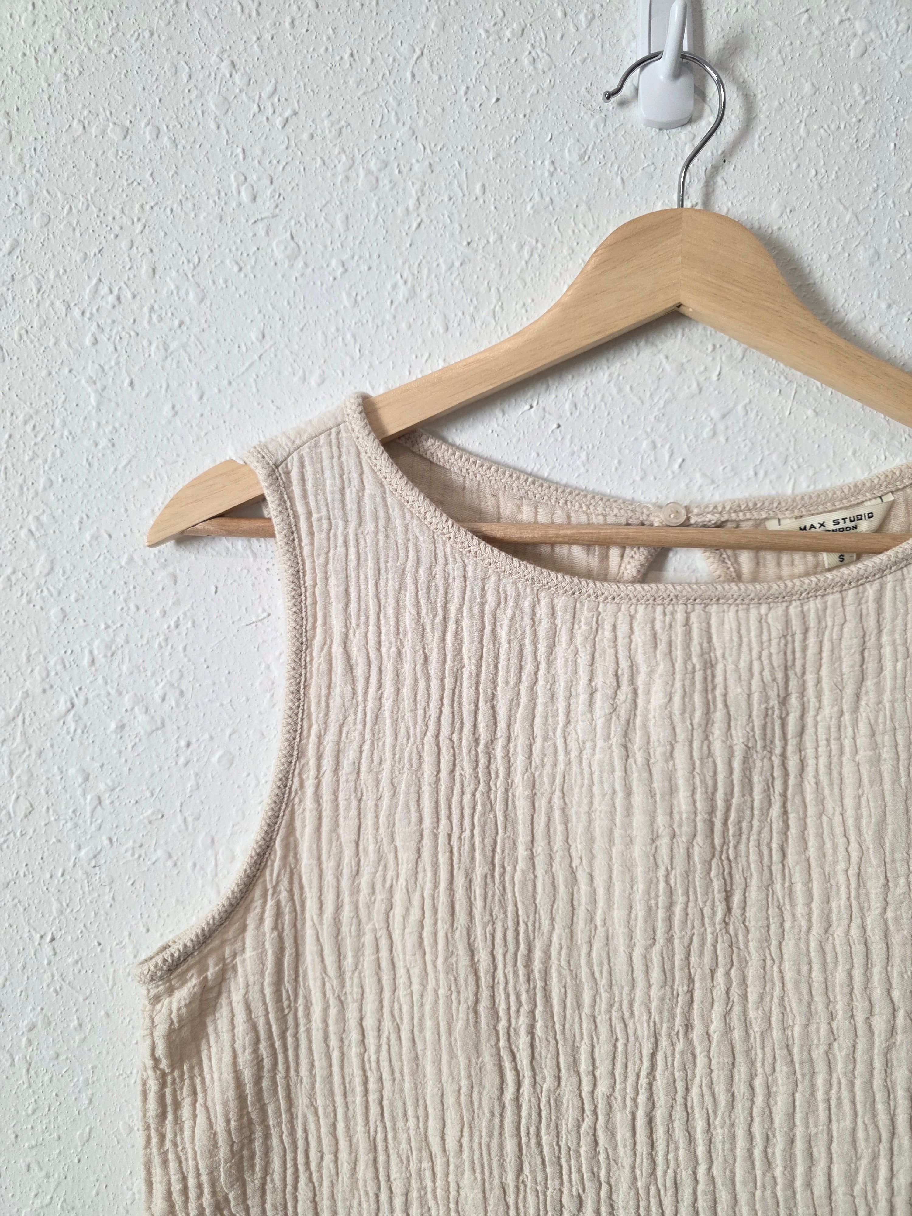 Neutral Cotton Linen Tank (S)