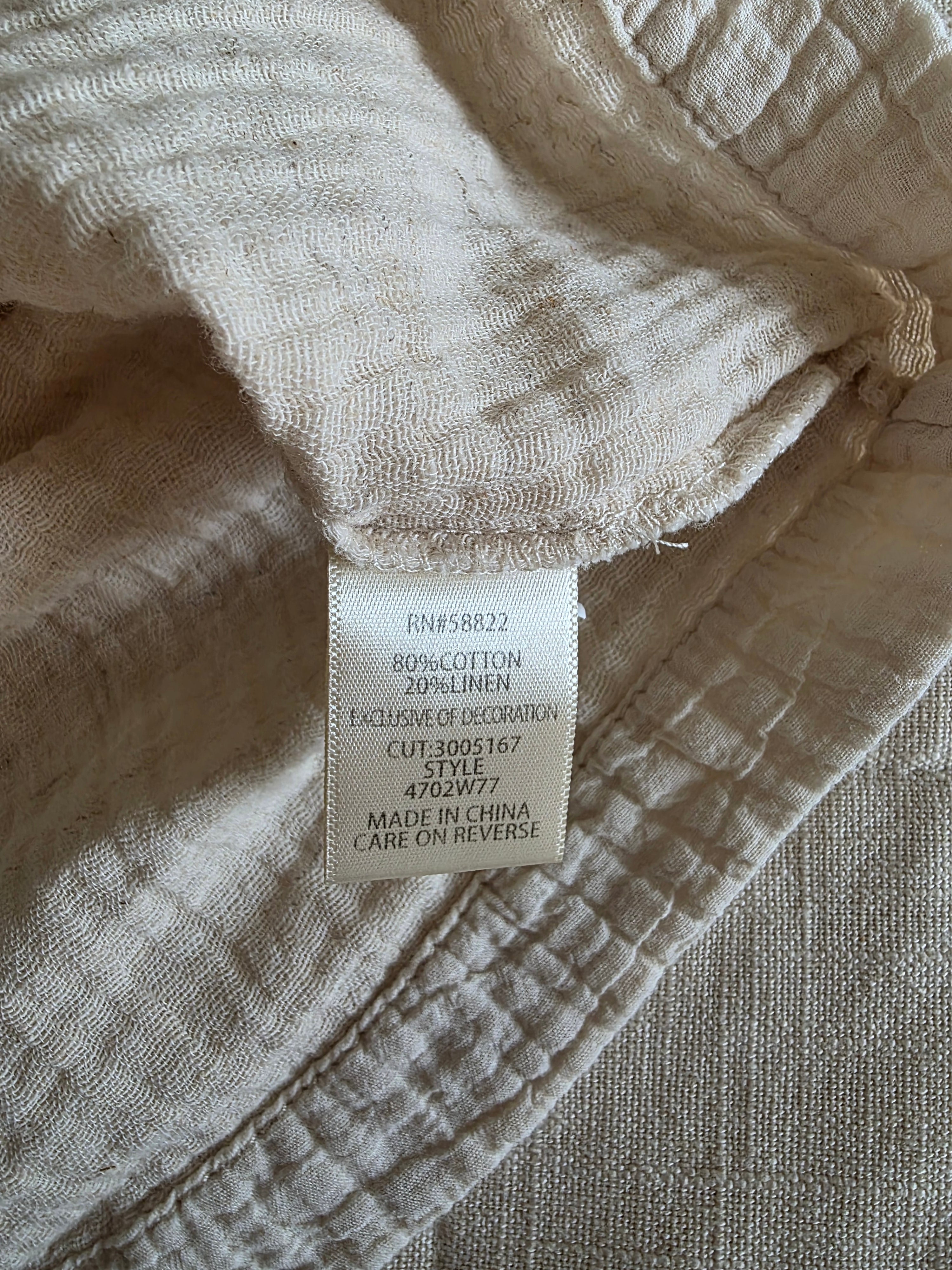 Neutral Cotton Linen Tank (S)