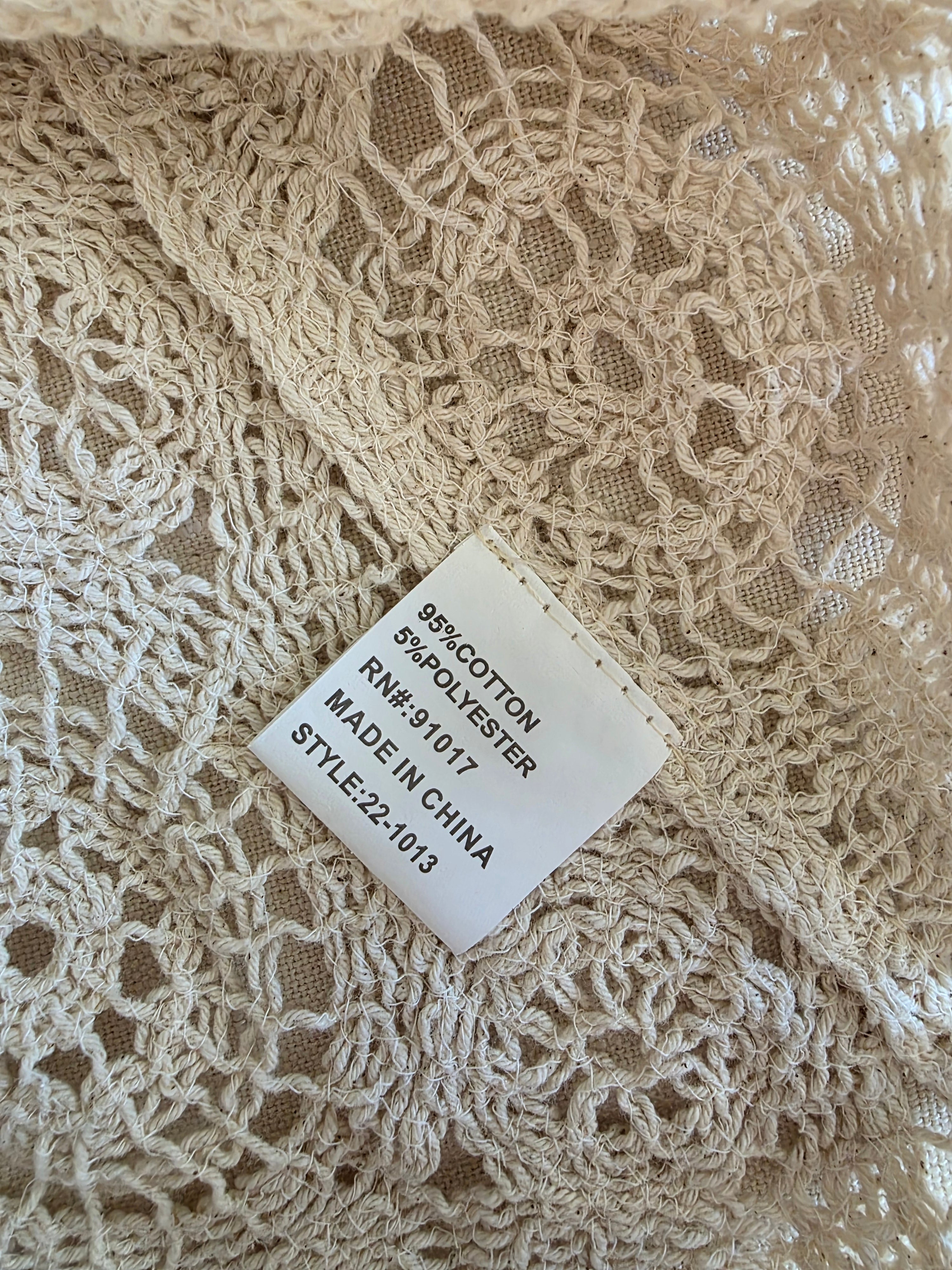 Crochet Knit Puff Sleeve Top (S)