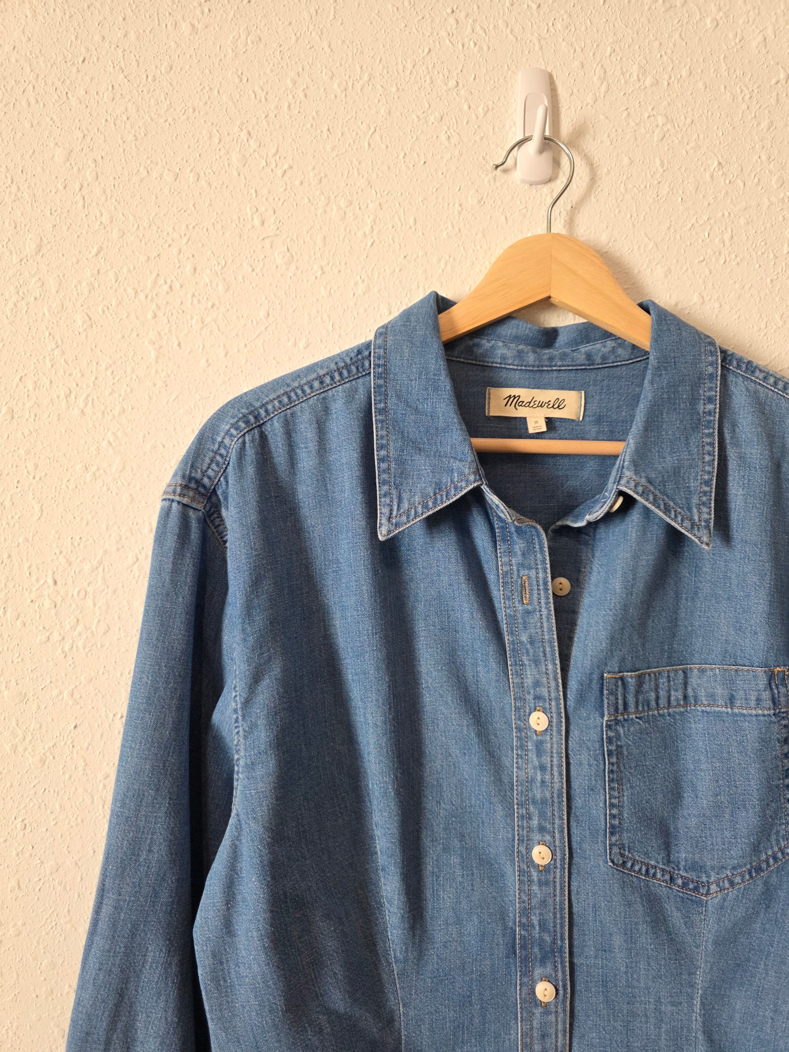 Madewell Denim Pleated Button Up (M)
