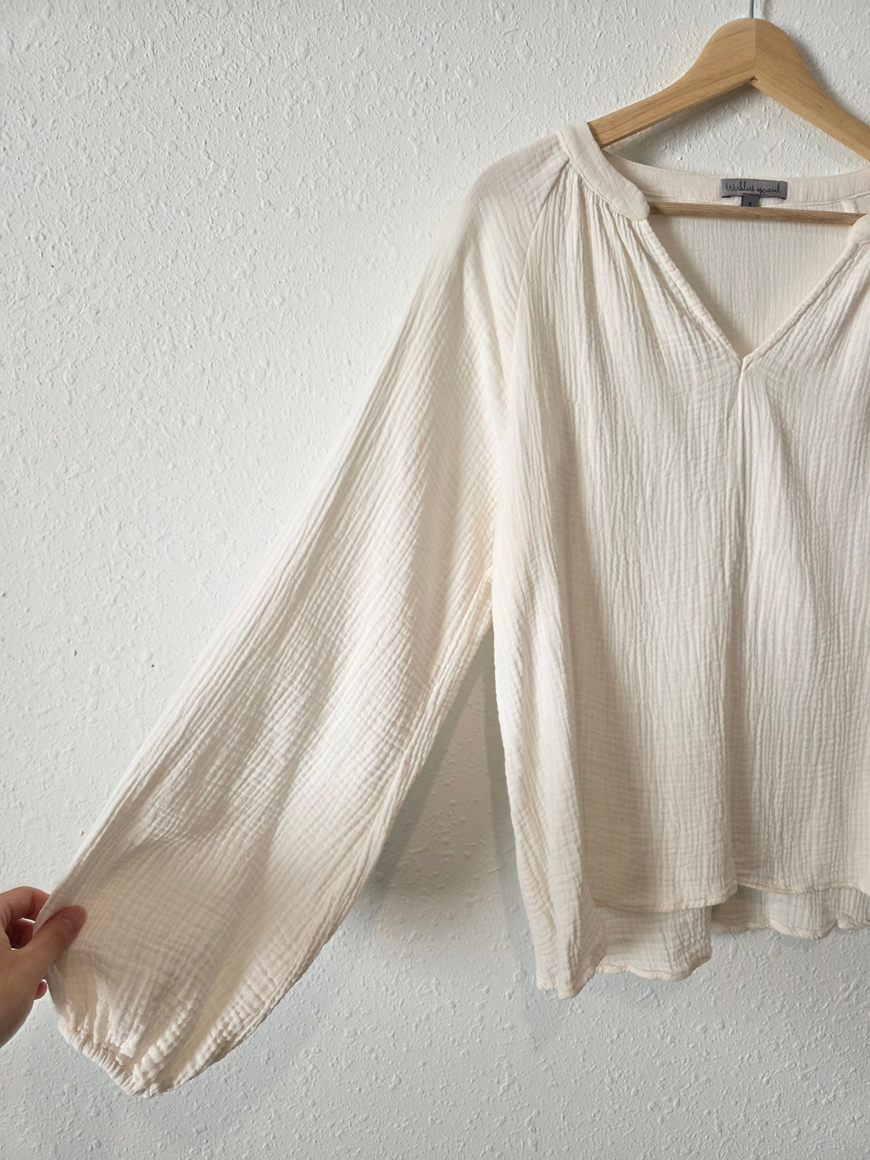 Cream Cotton Gauze Top (S)