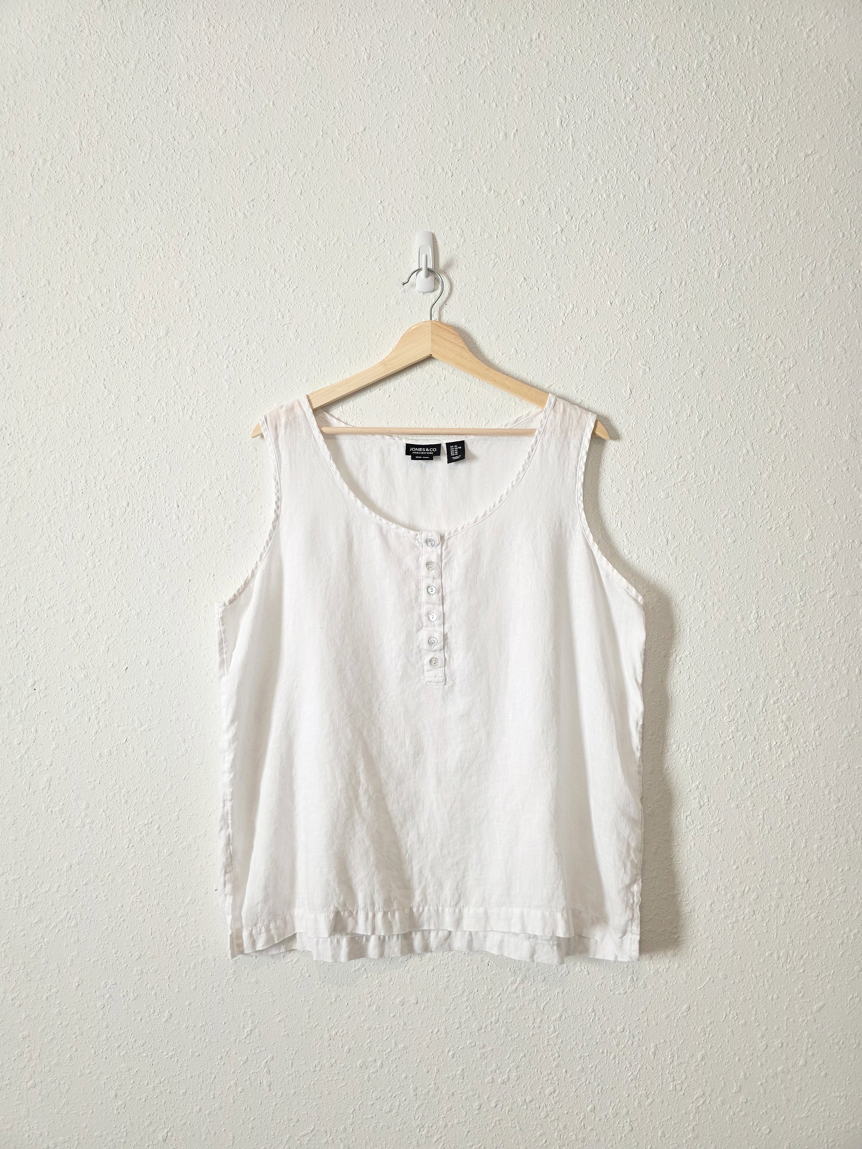 White Linen Henley Tank (XL)