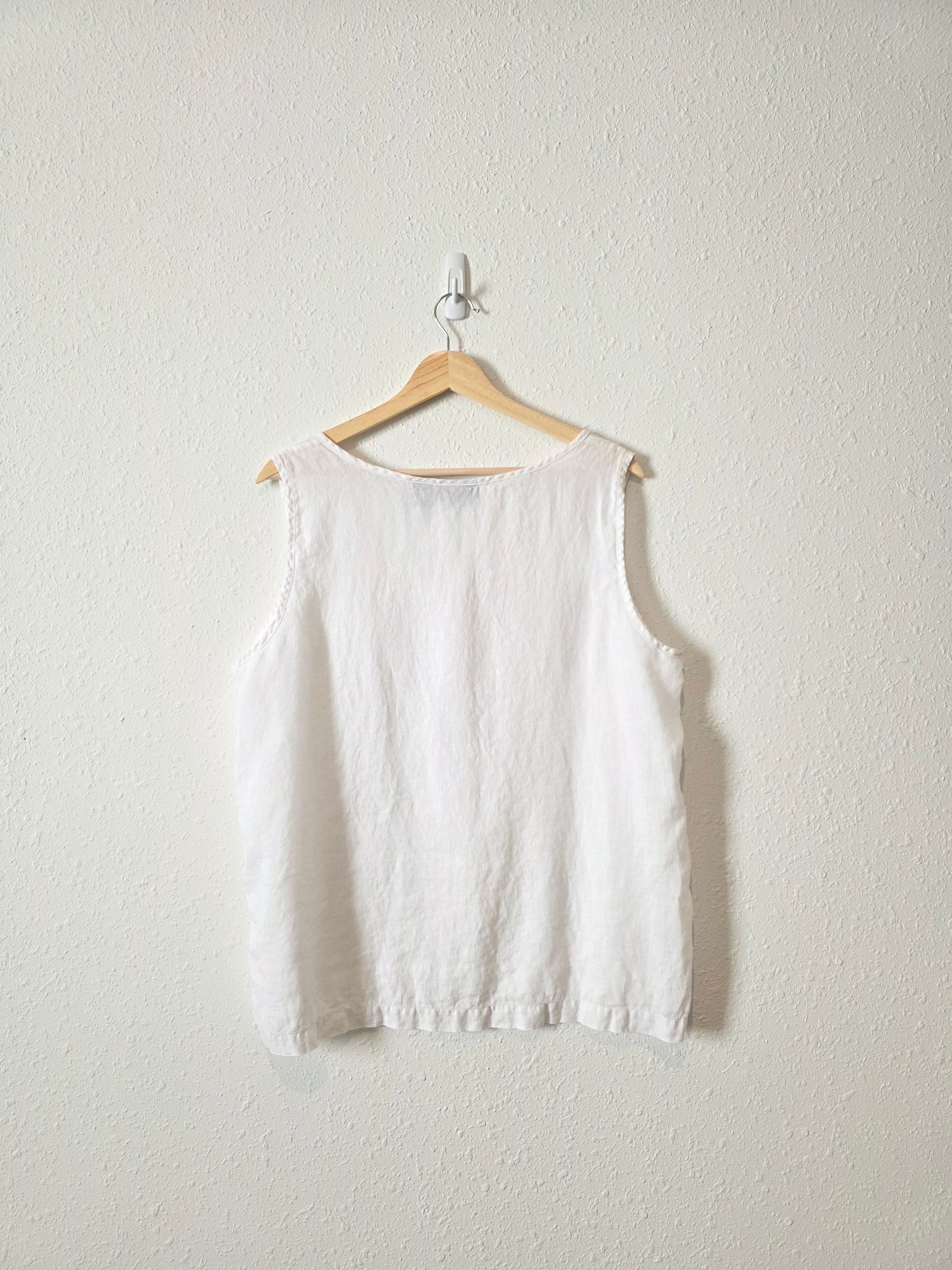 White Linen Henley Tank (XL)