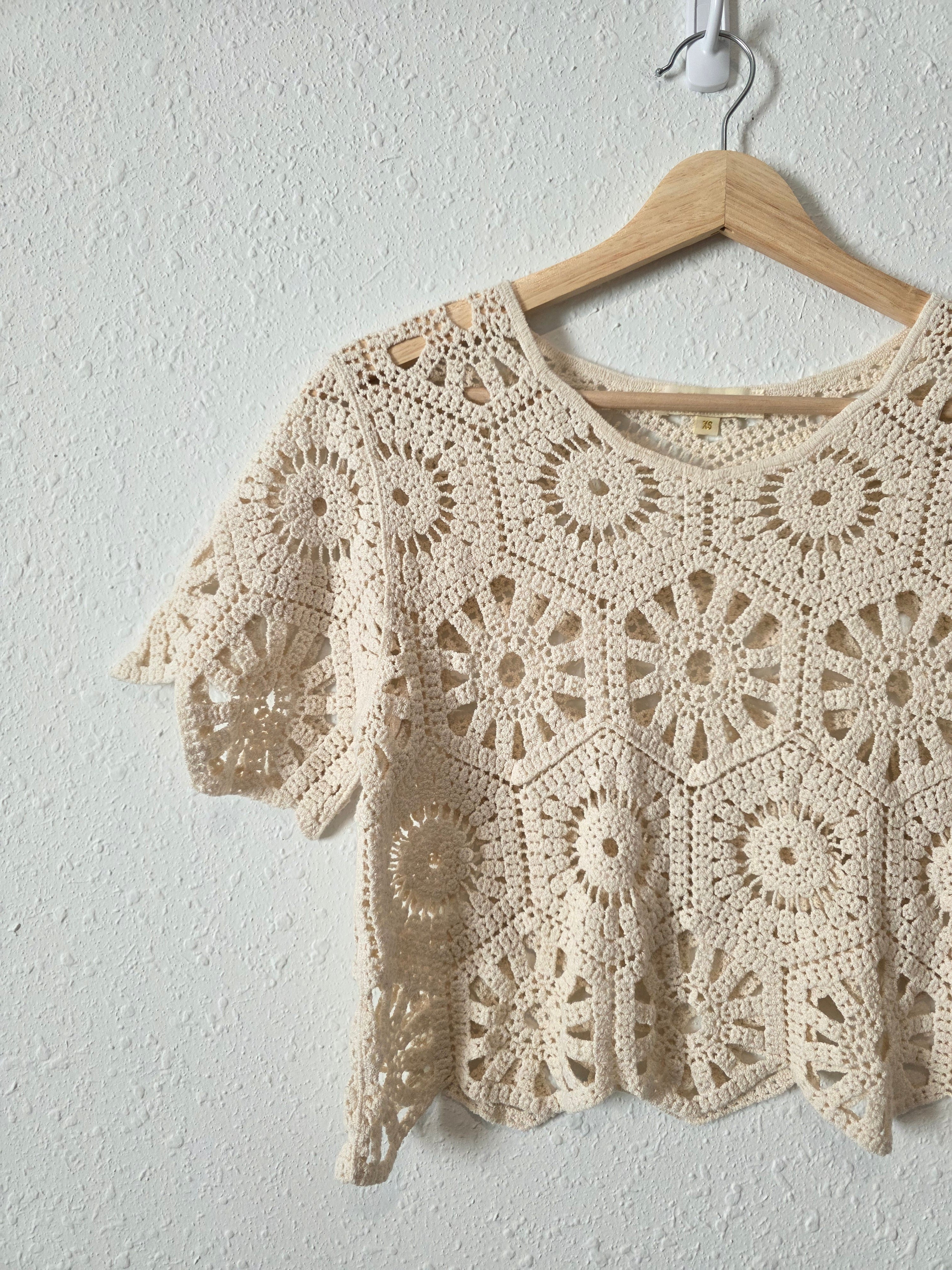 Crochet Knit Cotton Top (XS)