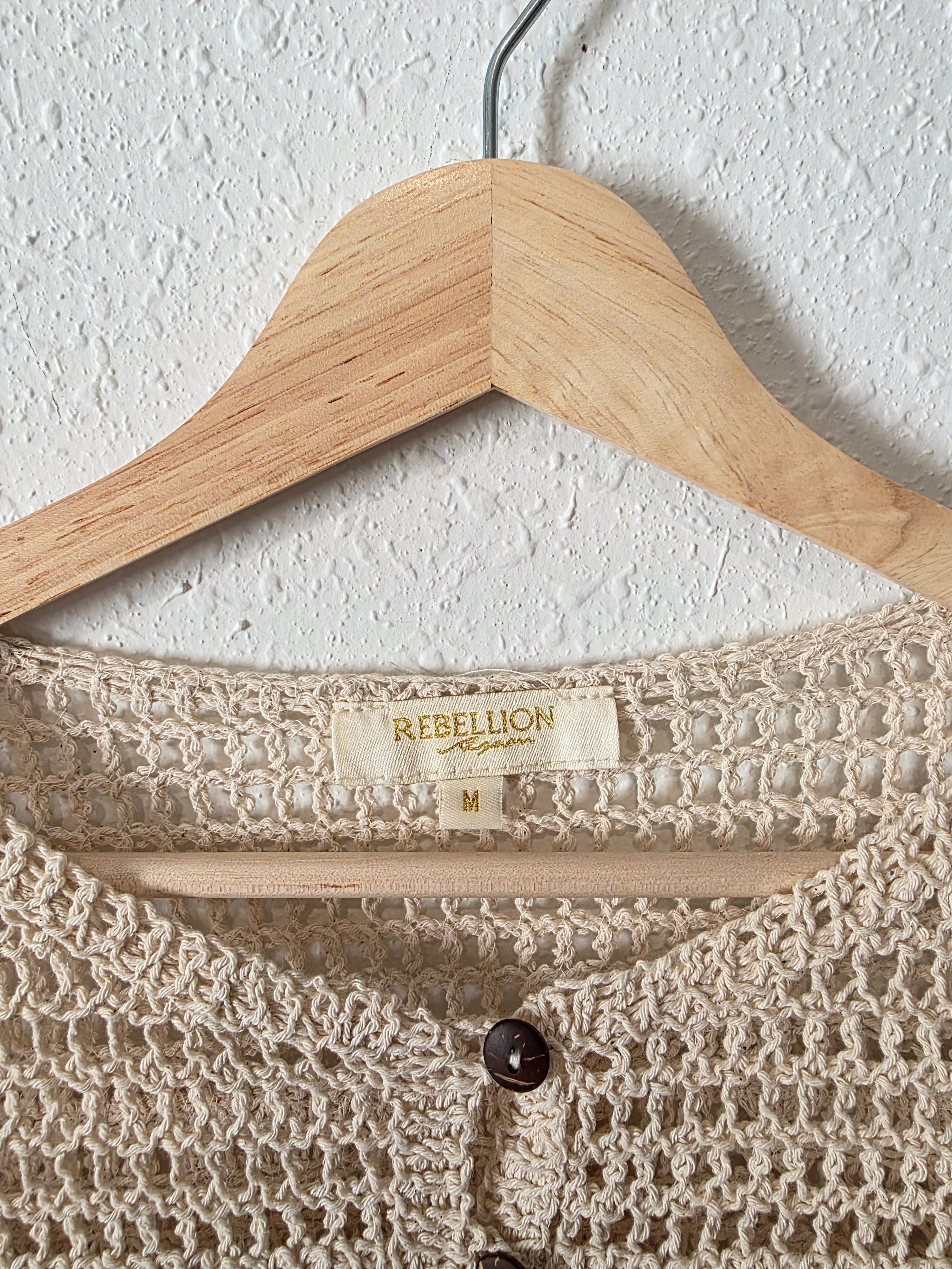 Crochet Cotton Button Up (M)