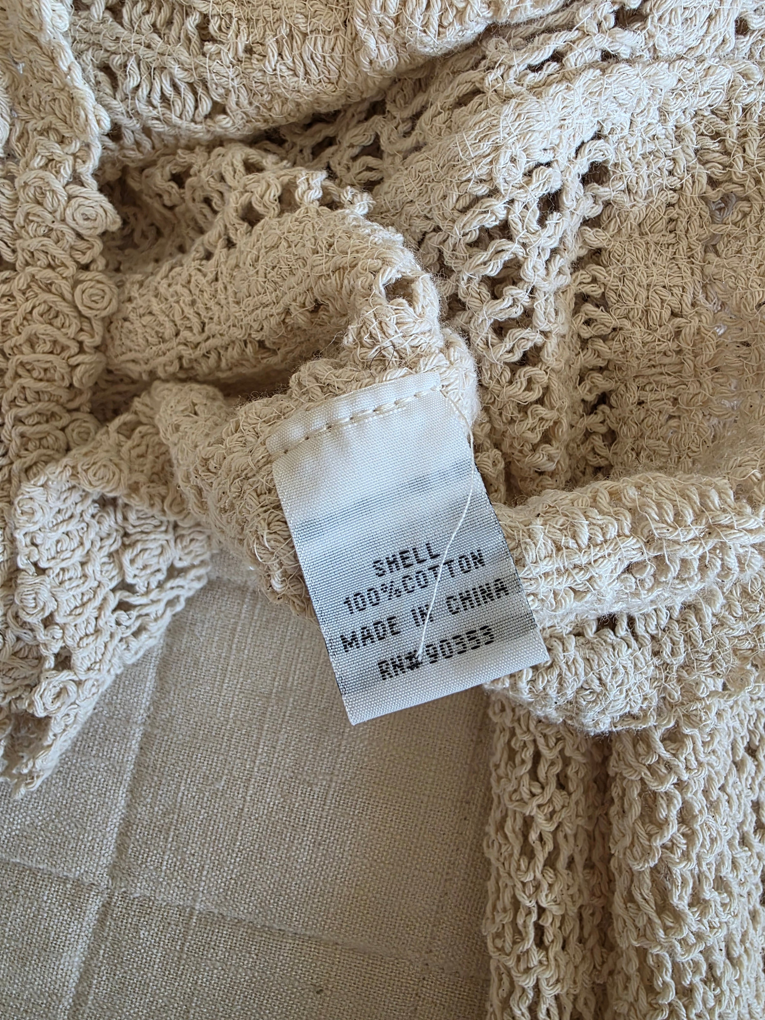 Crochet Cotton Button Up (M)