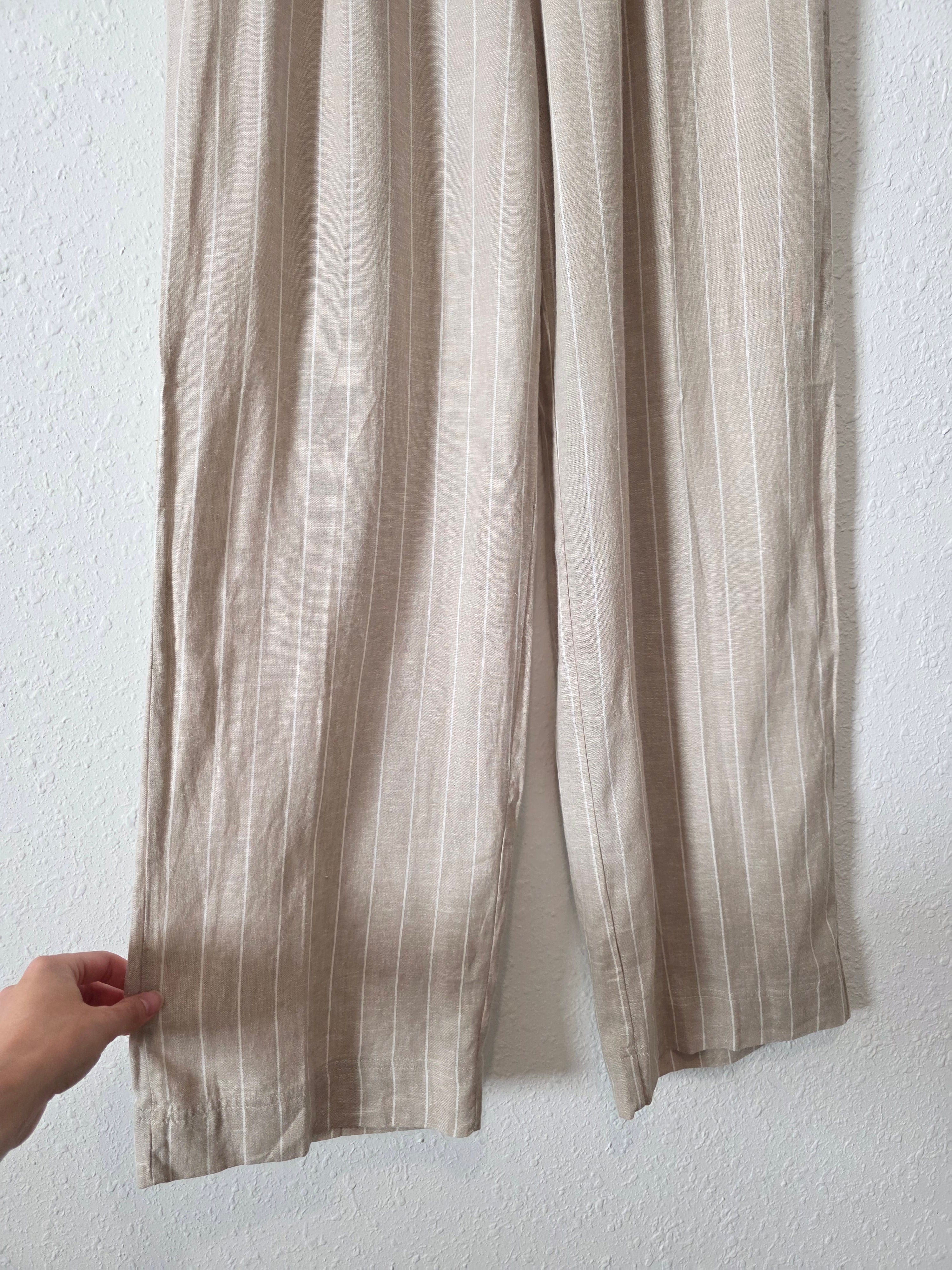 Striped Linen Blend Pants (M)