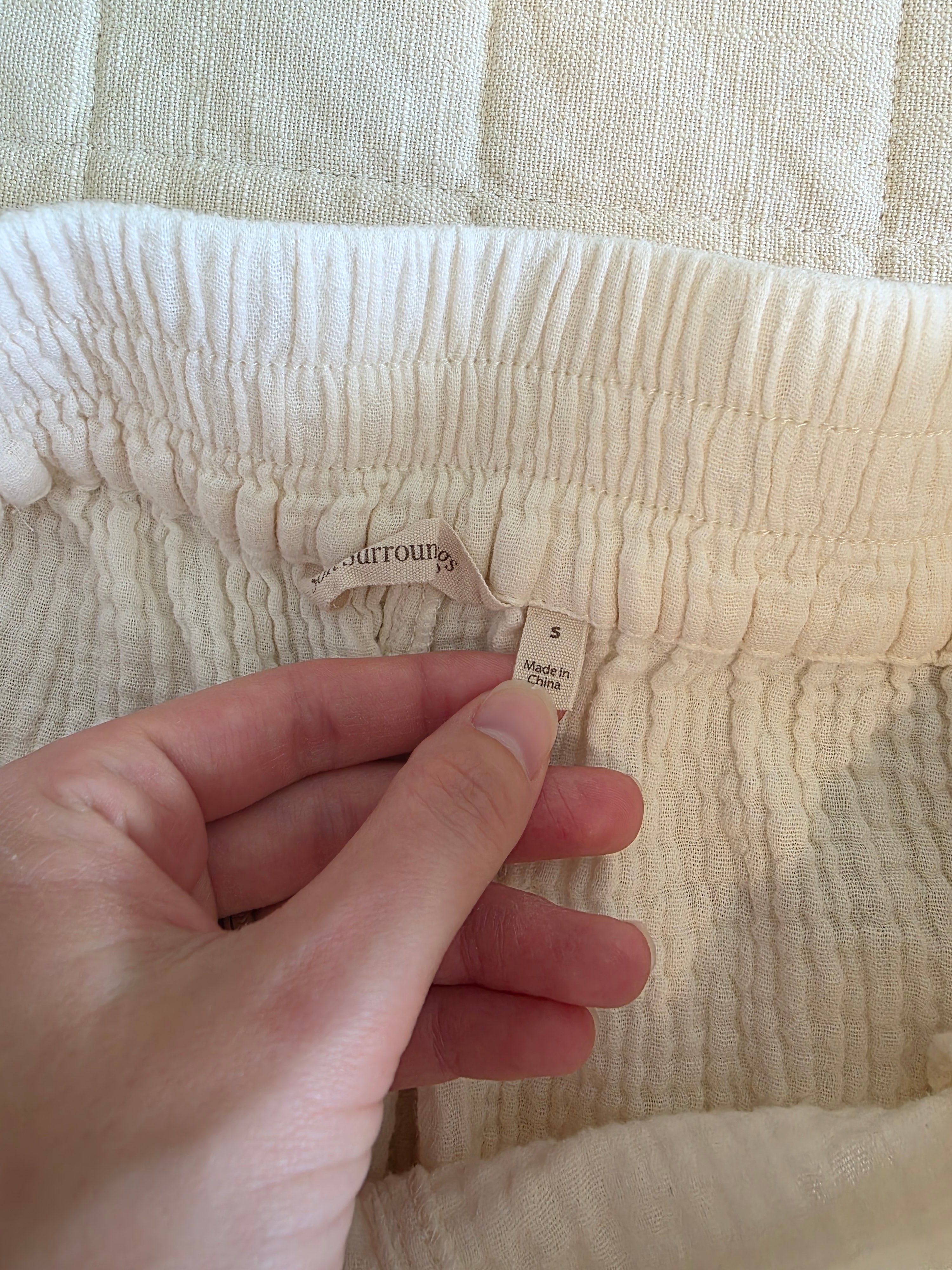 Cream Cotton Gauze Pants (S)