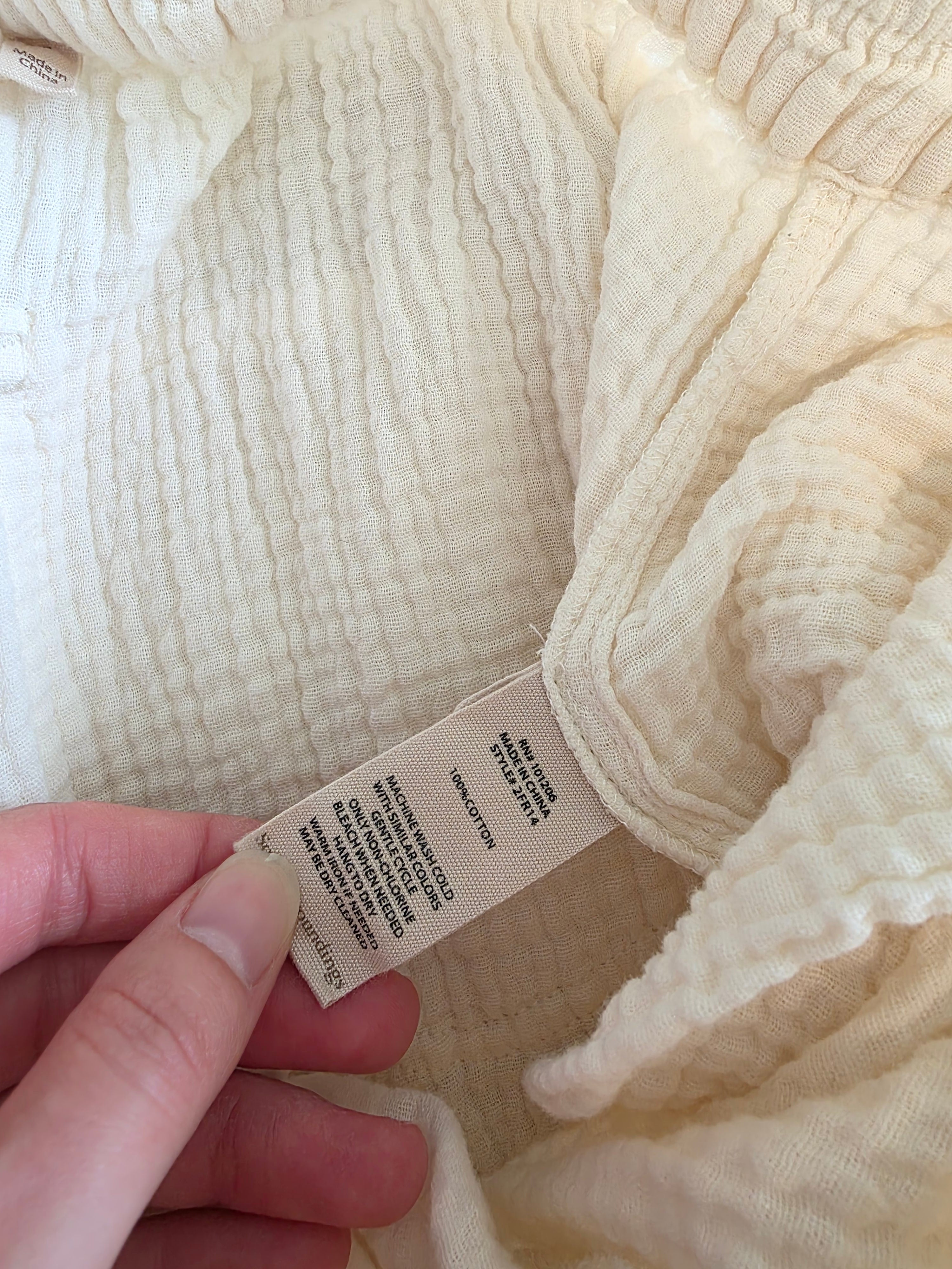 Cream Cotton Gauze Pants (S)