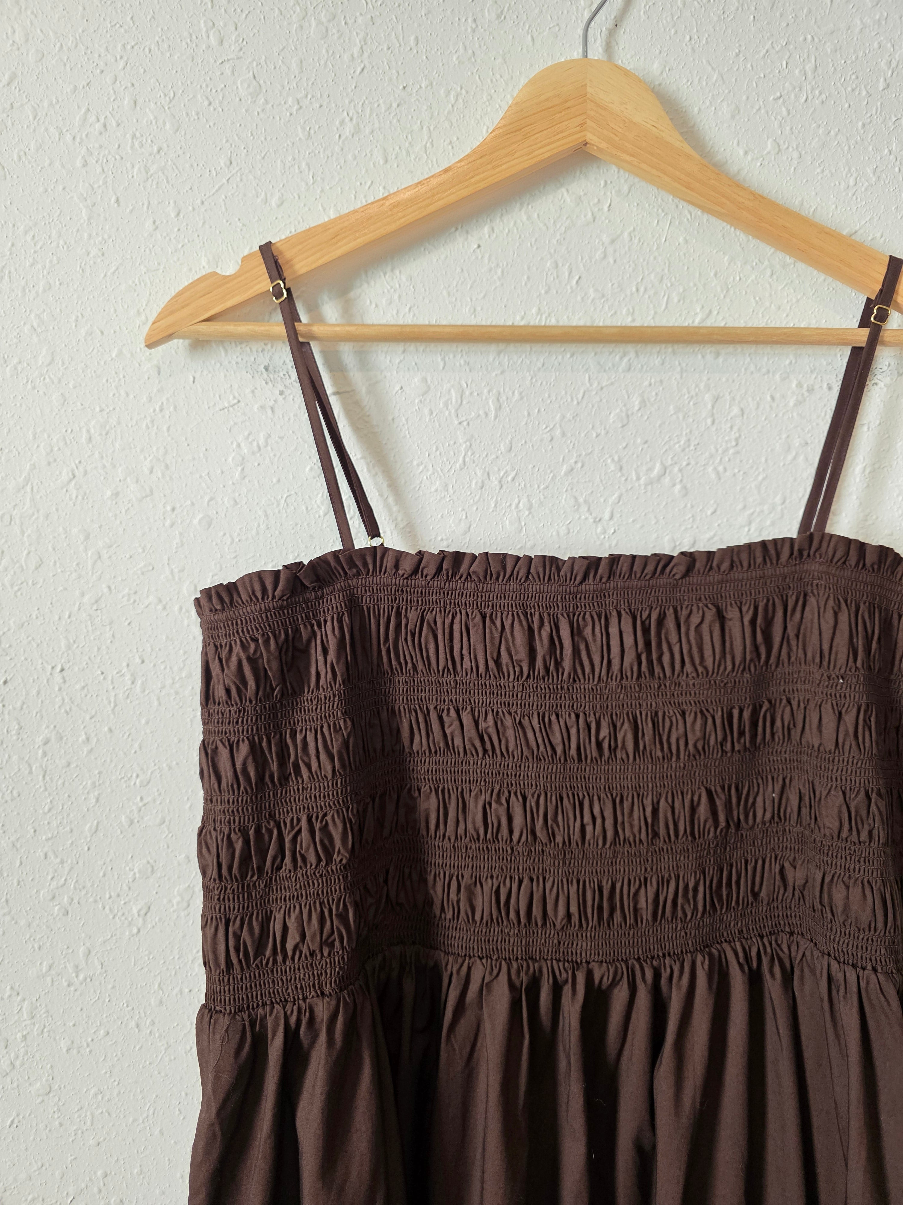 Loft Brown Smocked Maxi Dress (XL)