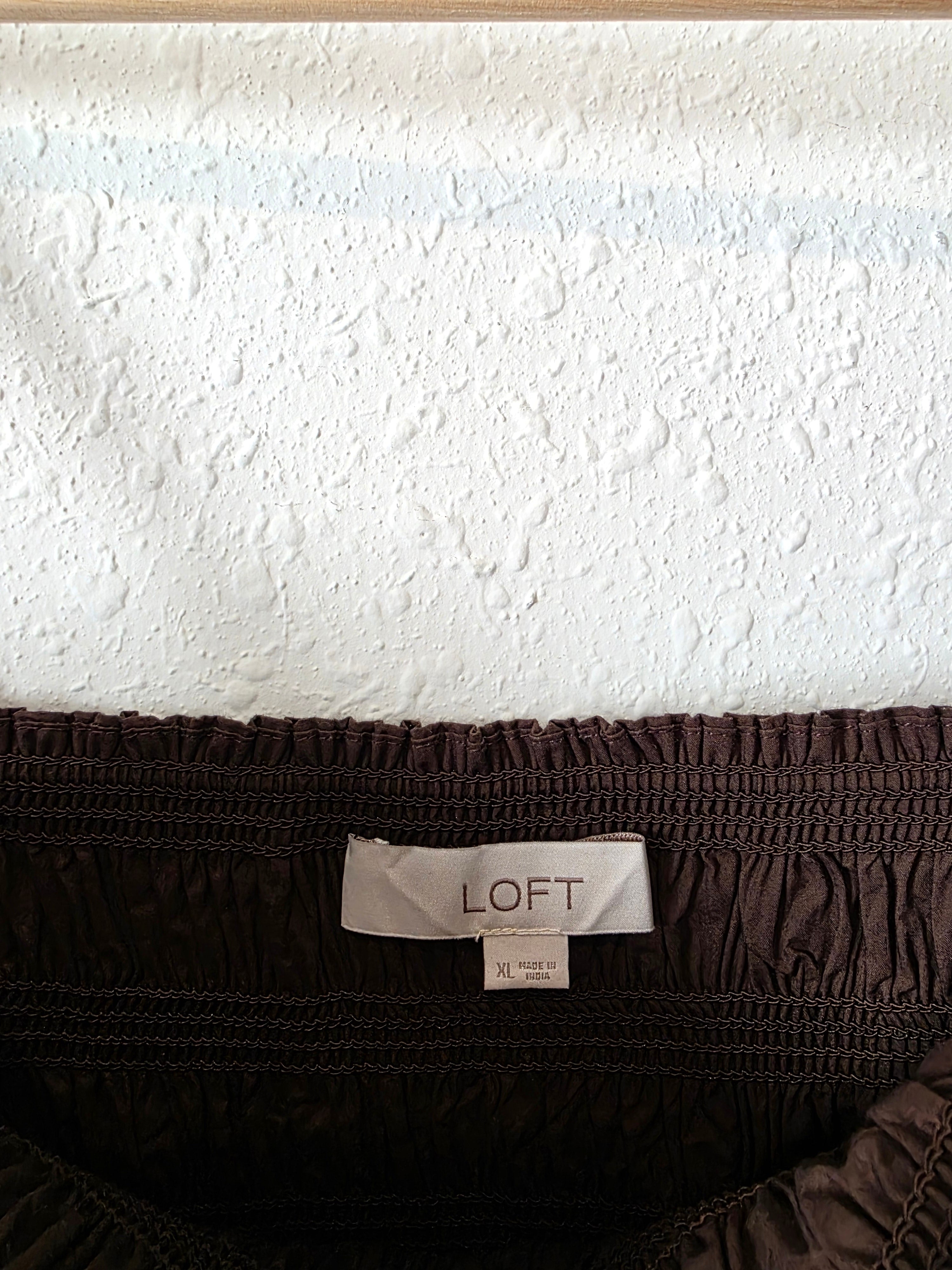 Loft Brown Smocked Maxi Dress (XL)
