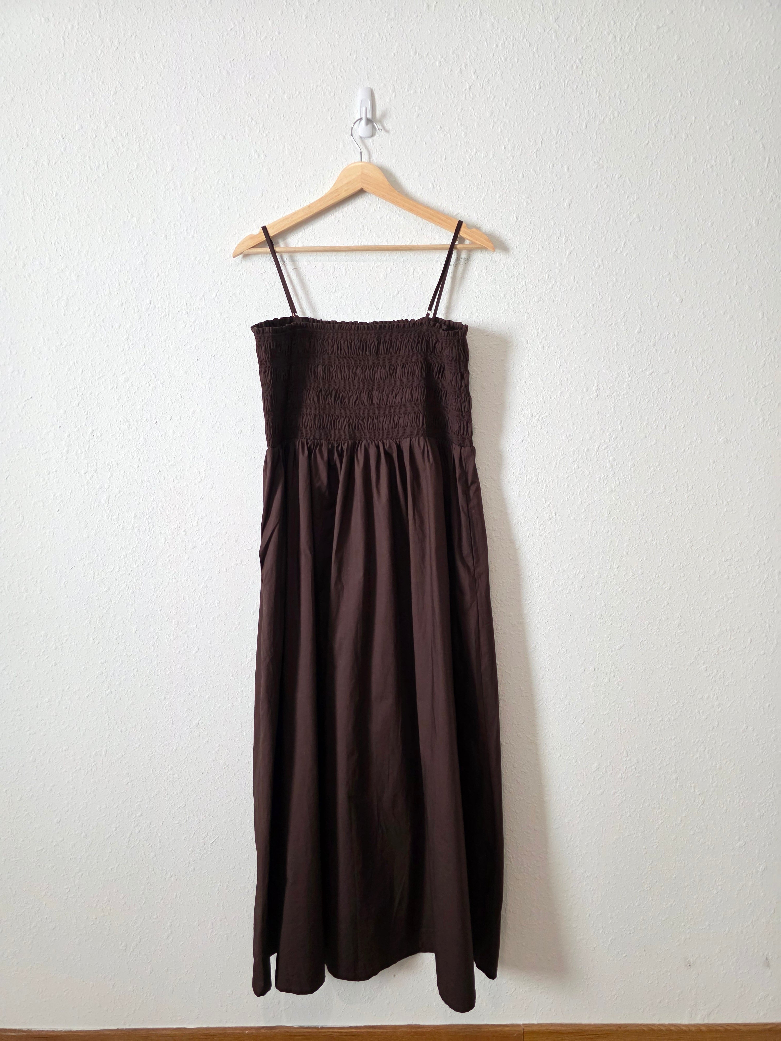 Loft Brown Smocked Maxi Dress (XL)