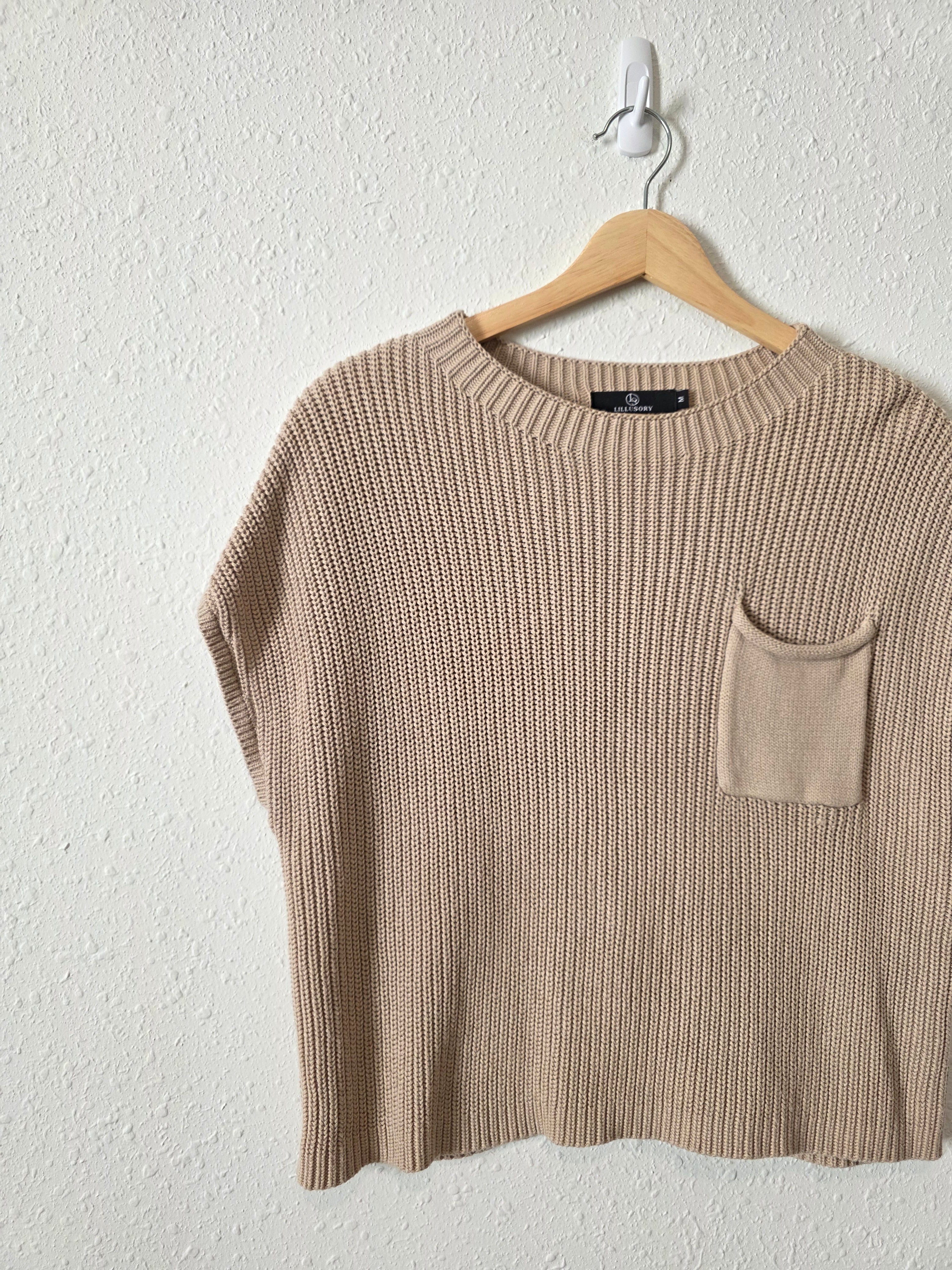Neutral Cotton Knit Top (M)