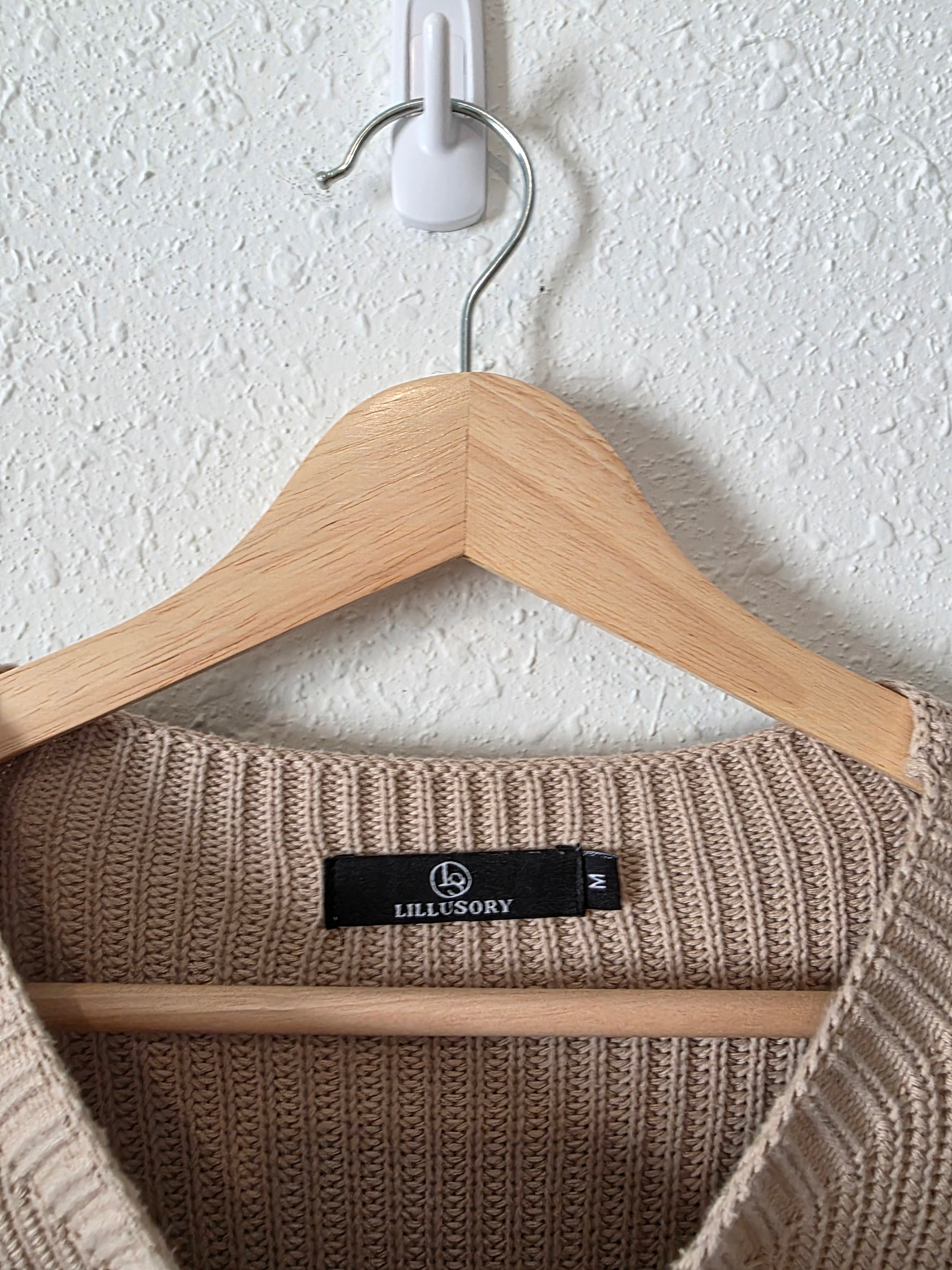Neutral Cotton Knit Top (M)