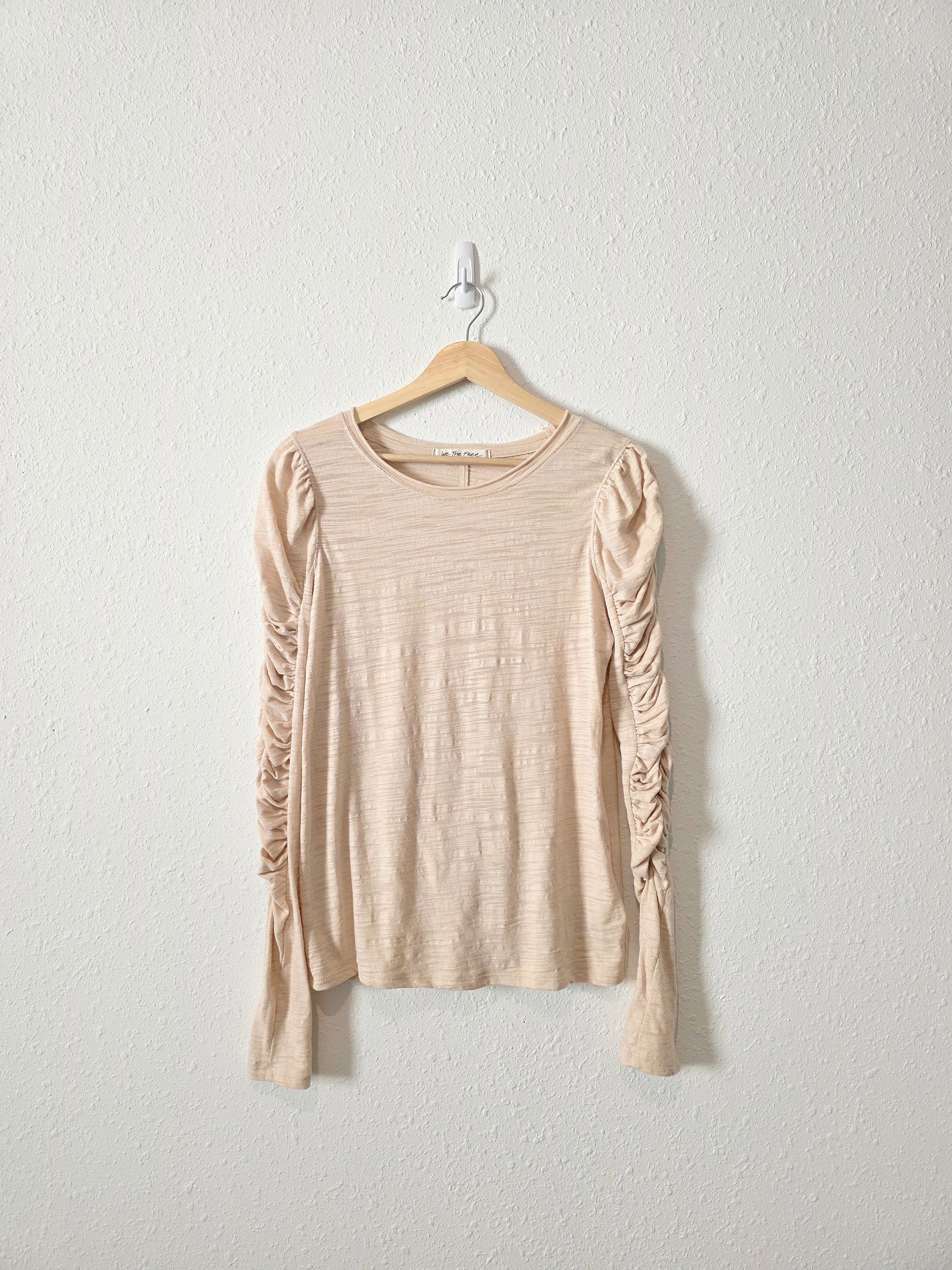 Free People Ruched Sleeve Top (S)