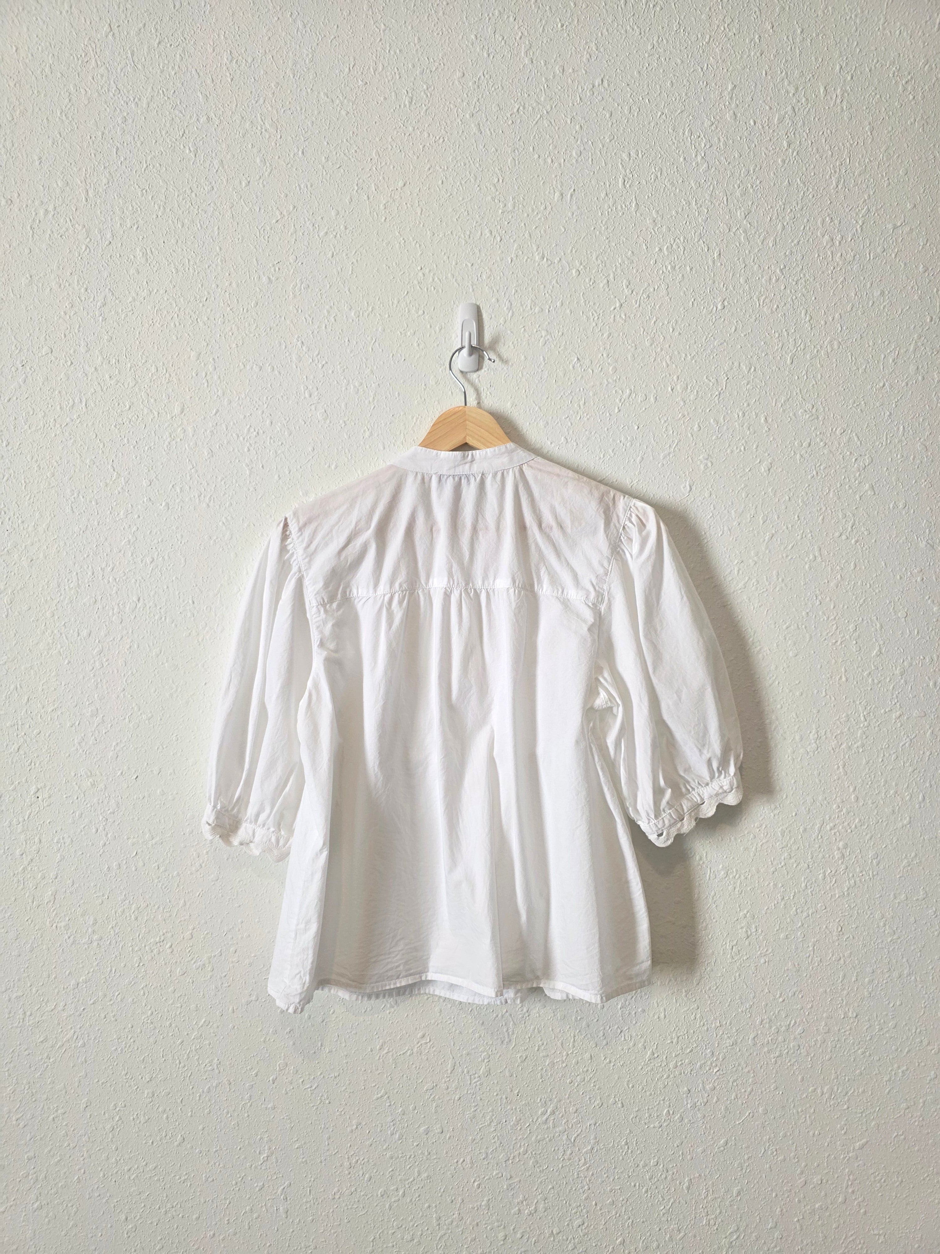 Embroidered Puff Sleeve Blouse (L)