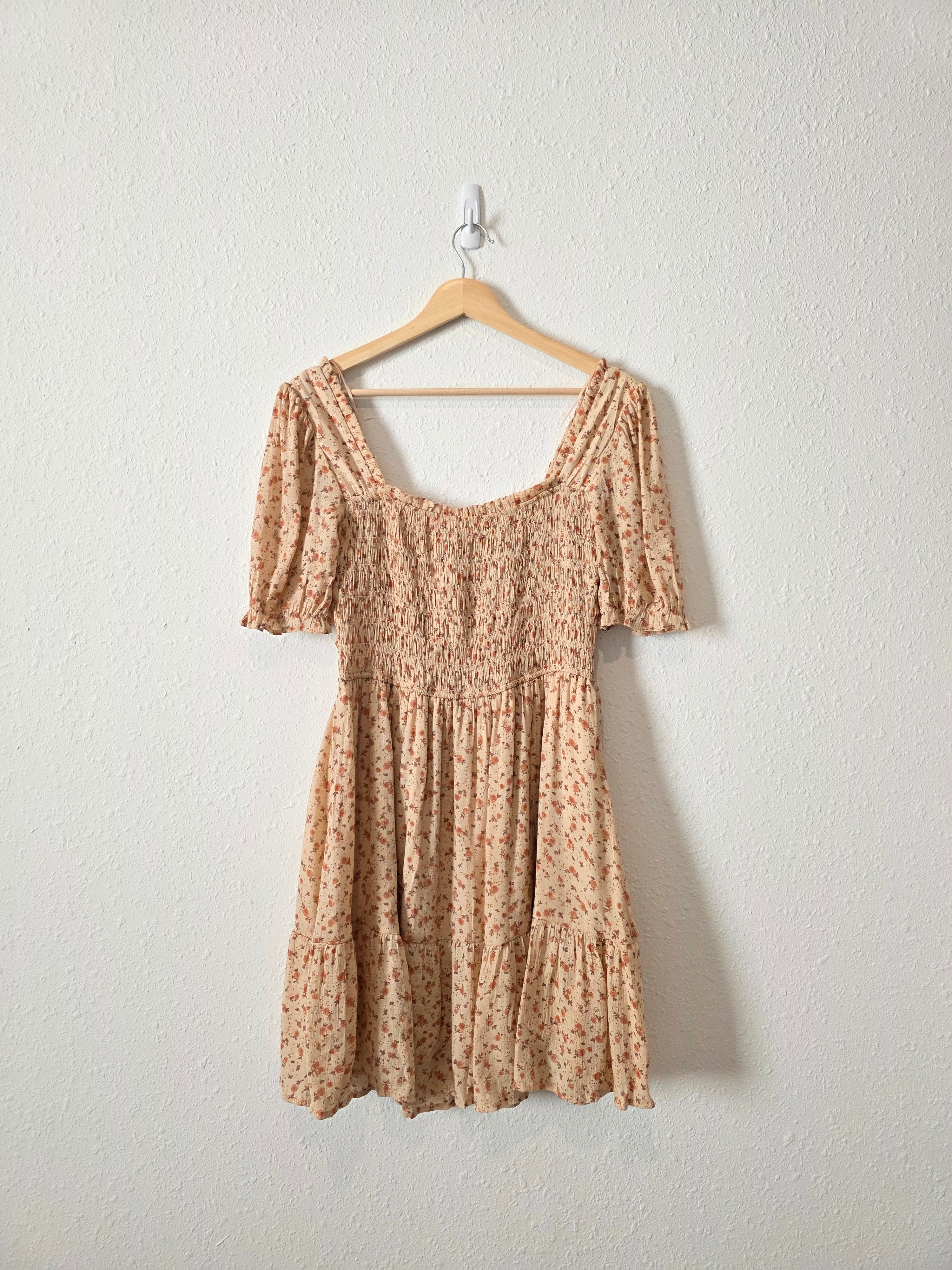 Floral Smocked Mini Dress (L)