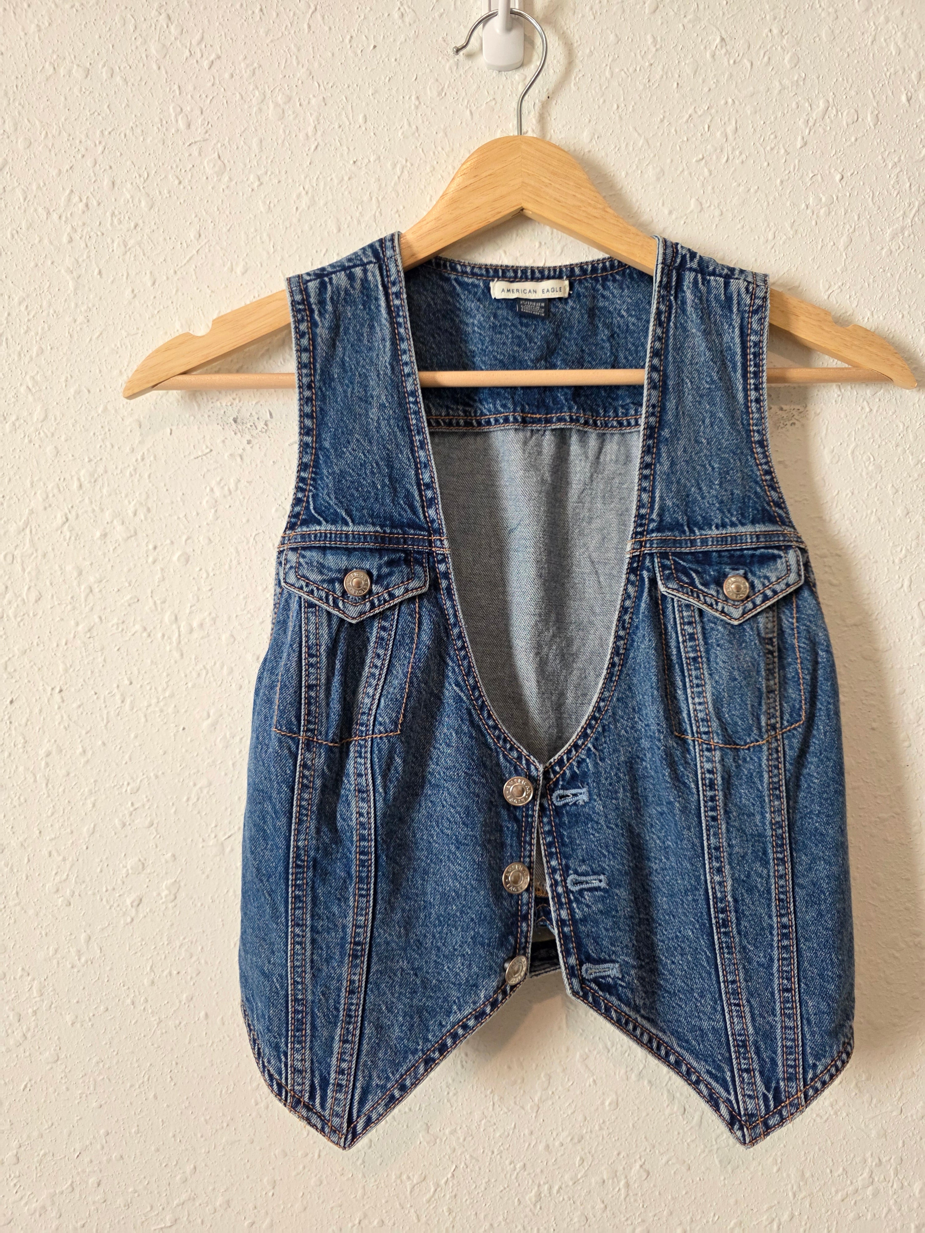 Denim Cropped Vest (XS)