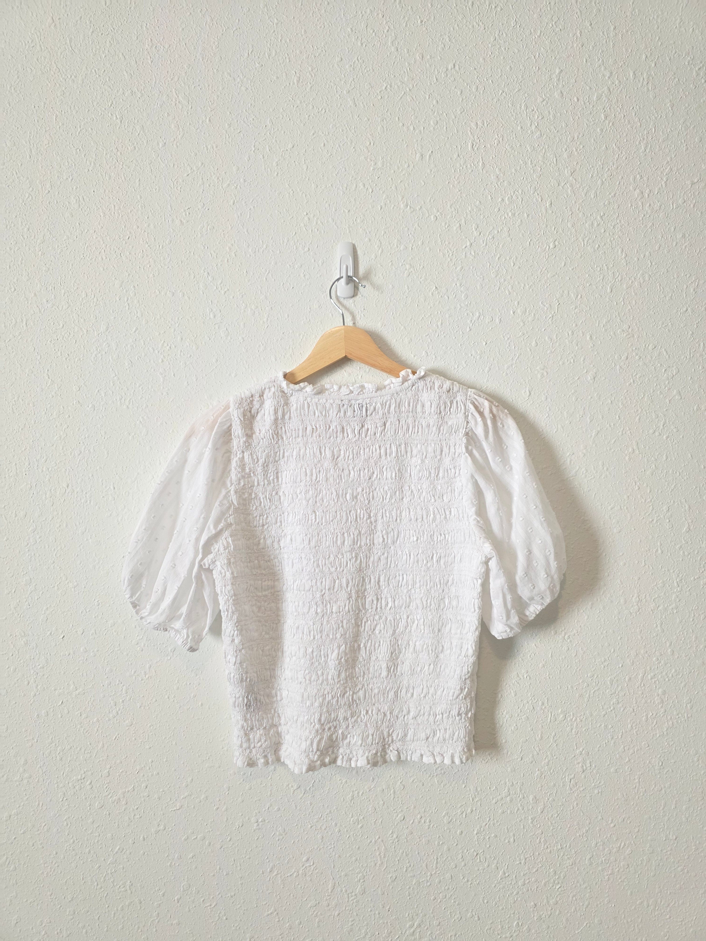 J.Crew Puff Sleeve Smocked Top (S)
