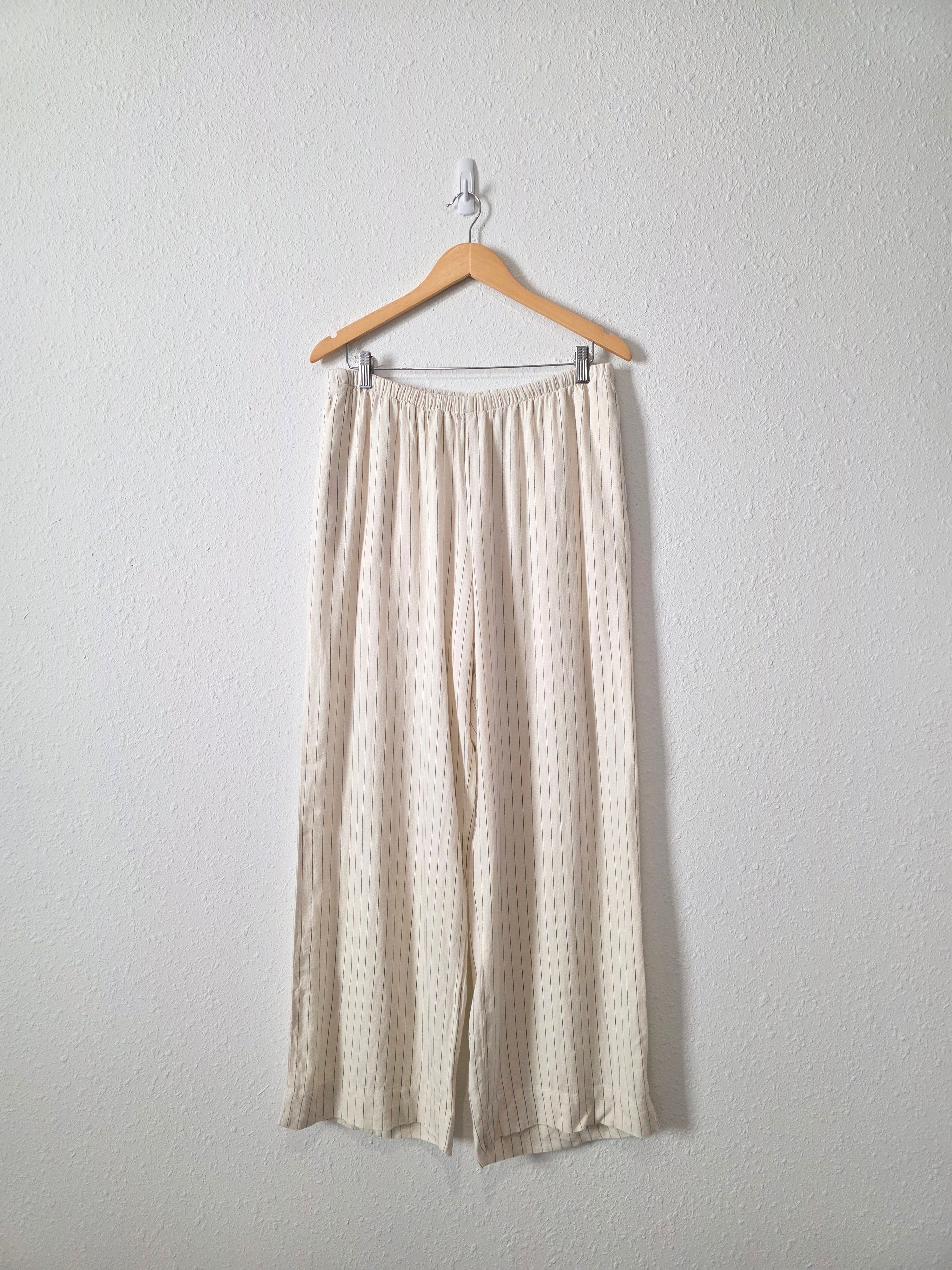 Striped Wide Leg Linen Pants (M)