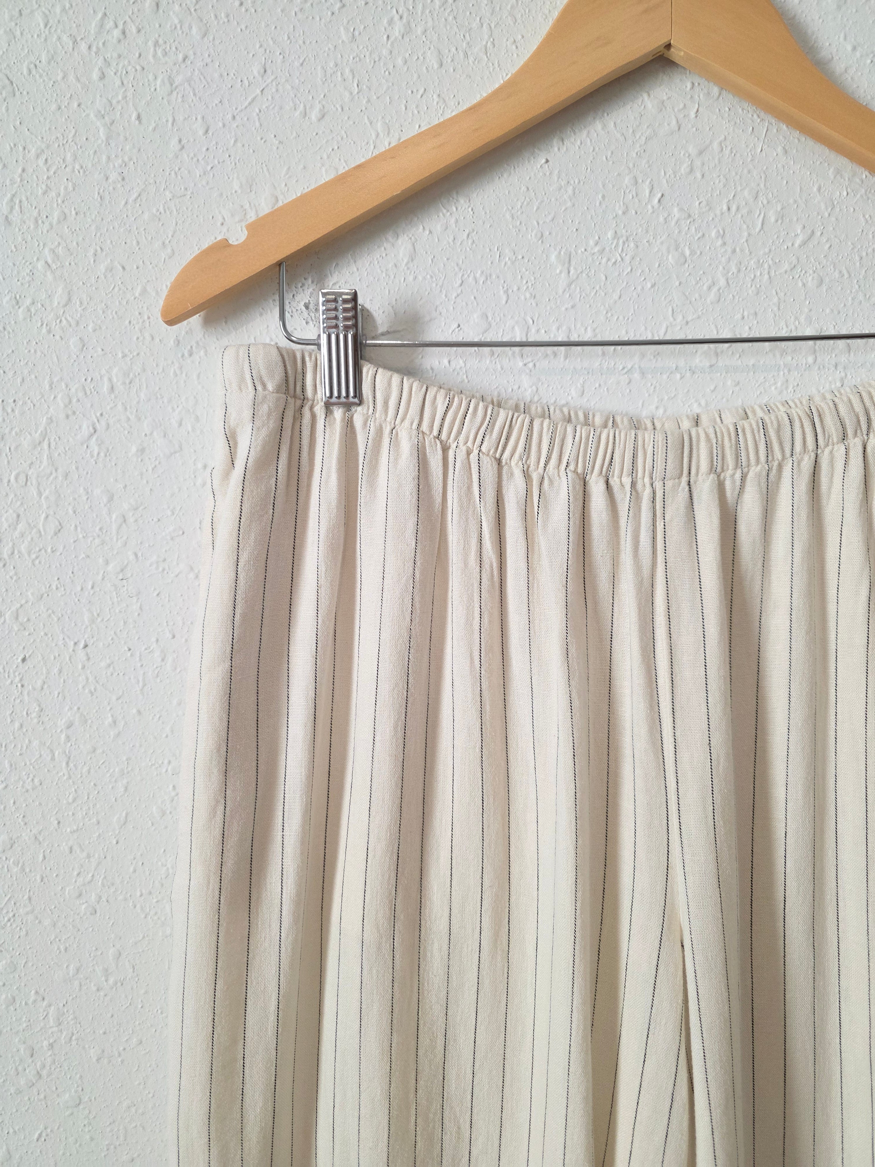 Striped Wide Leg Linen Pants (M)