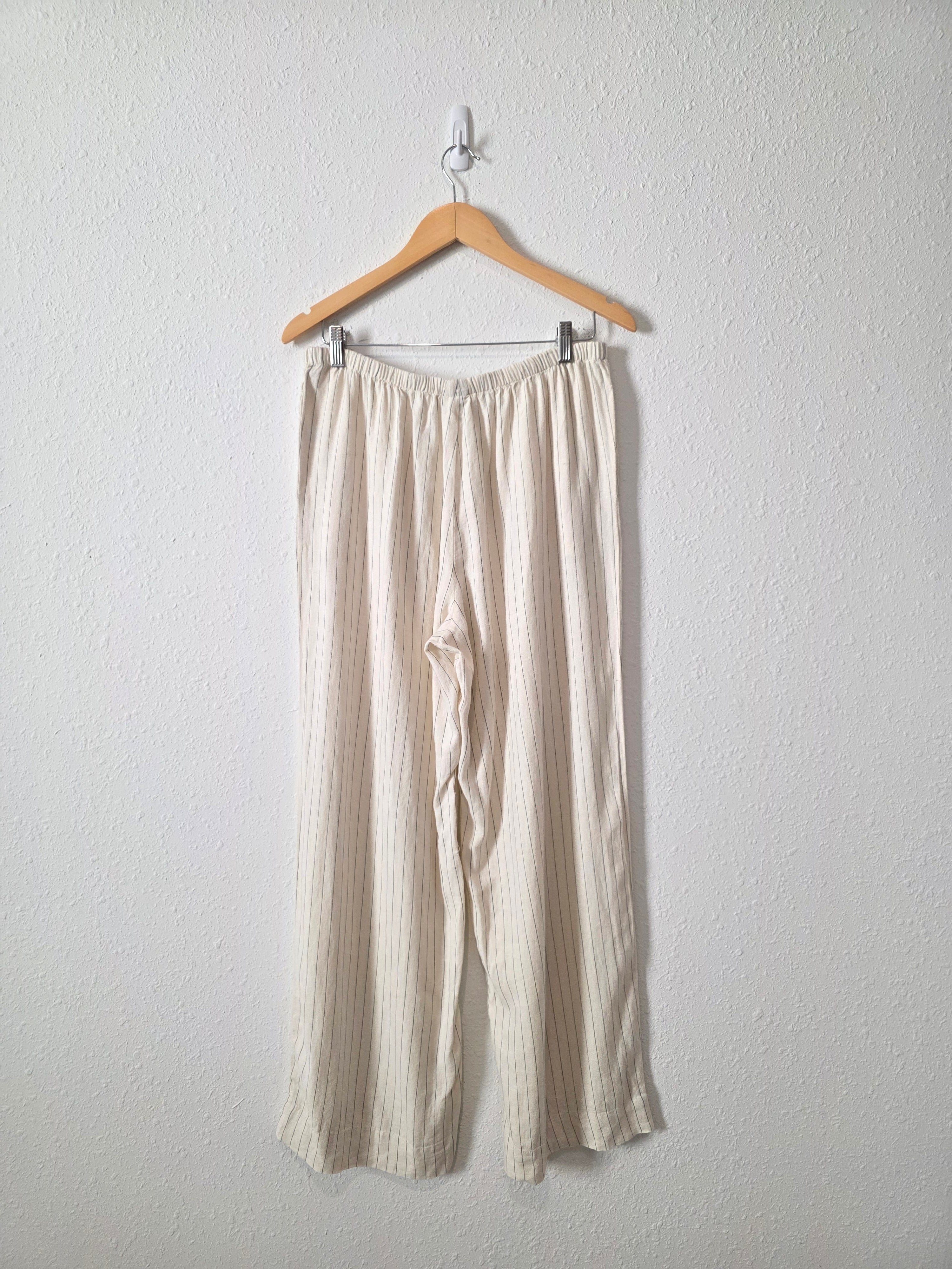 Striped Wide Leg Linen Pants (M)