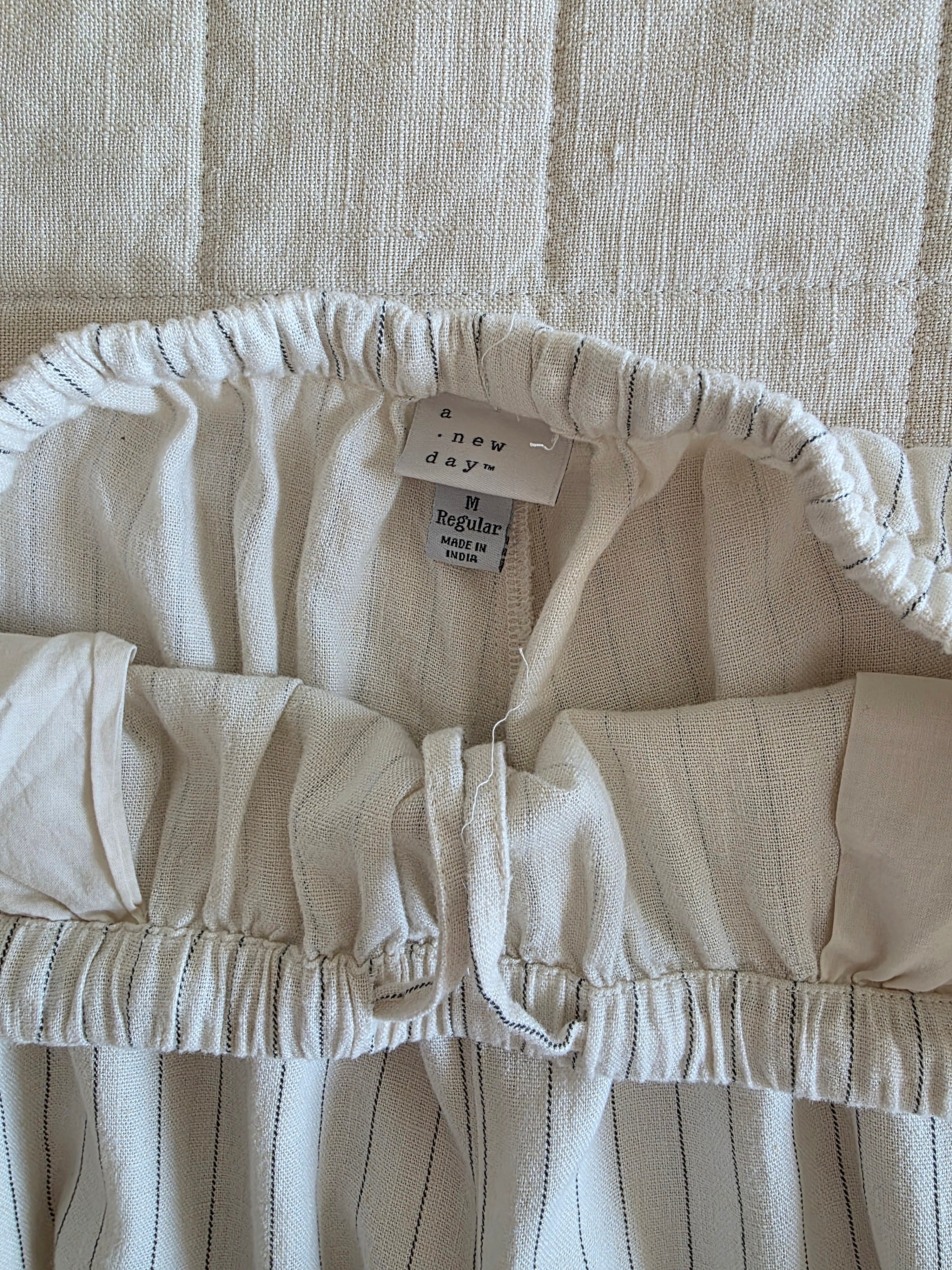 Striped Wide Leg Linen Pants (M)
