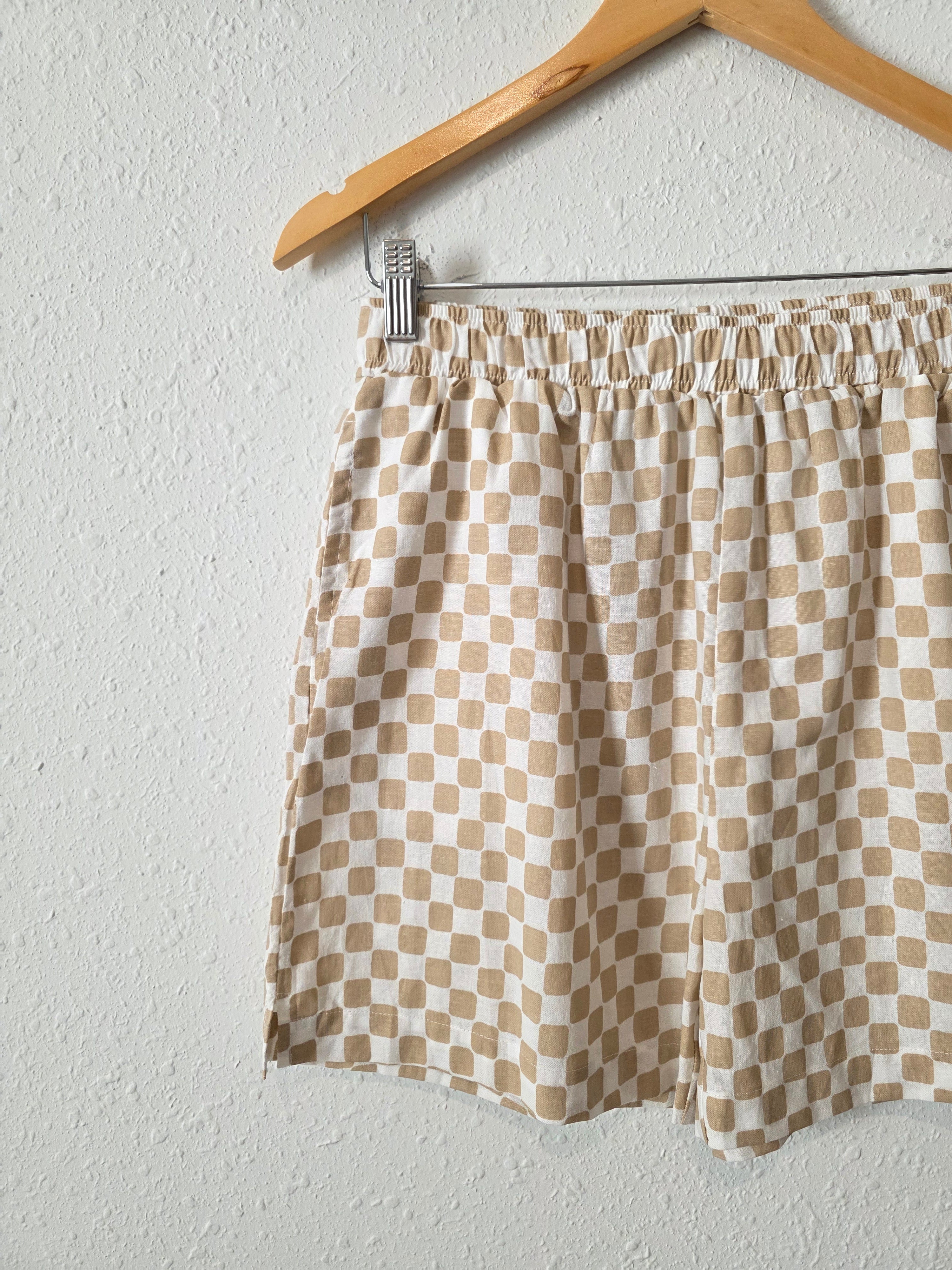 Mod Ref Patterned Cotton Linen Shorts (L)