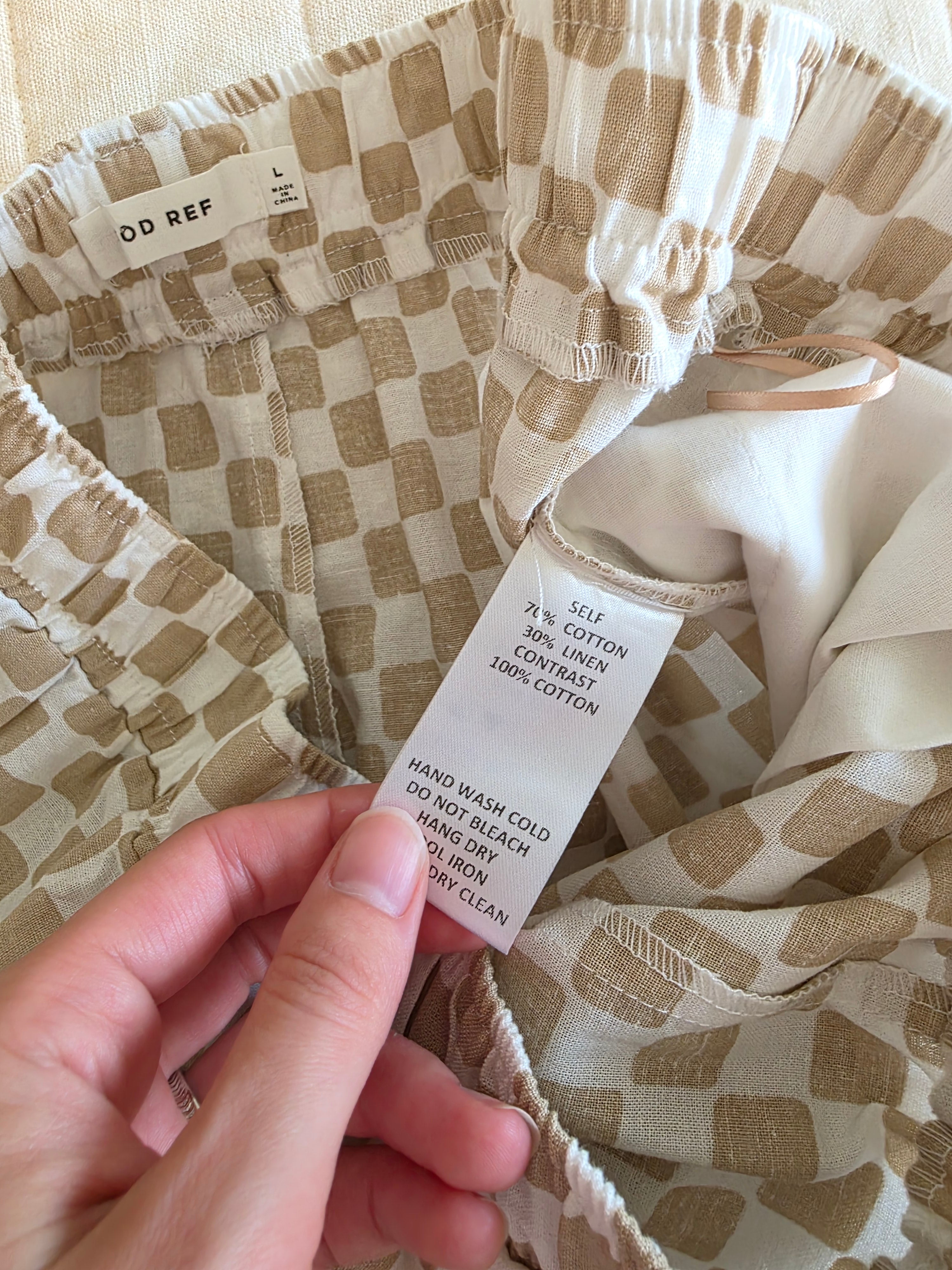 Mod Ref Patterned Cotton Linen Shorts (L)