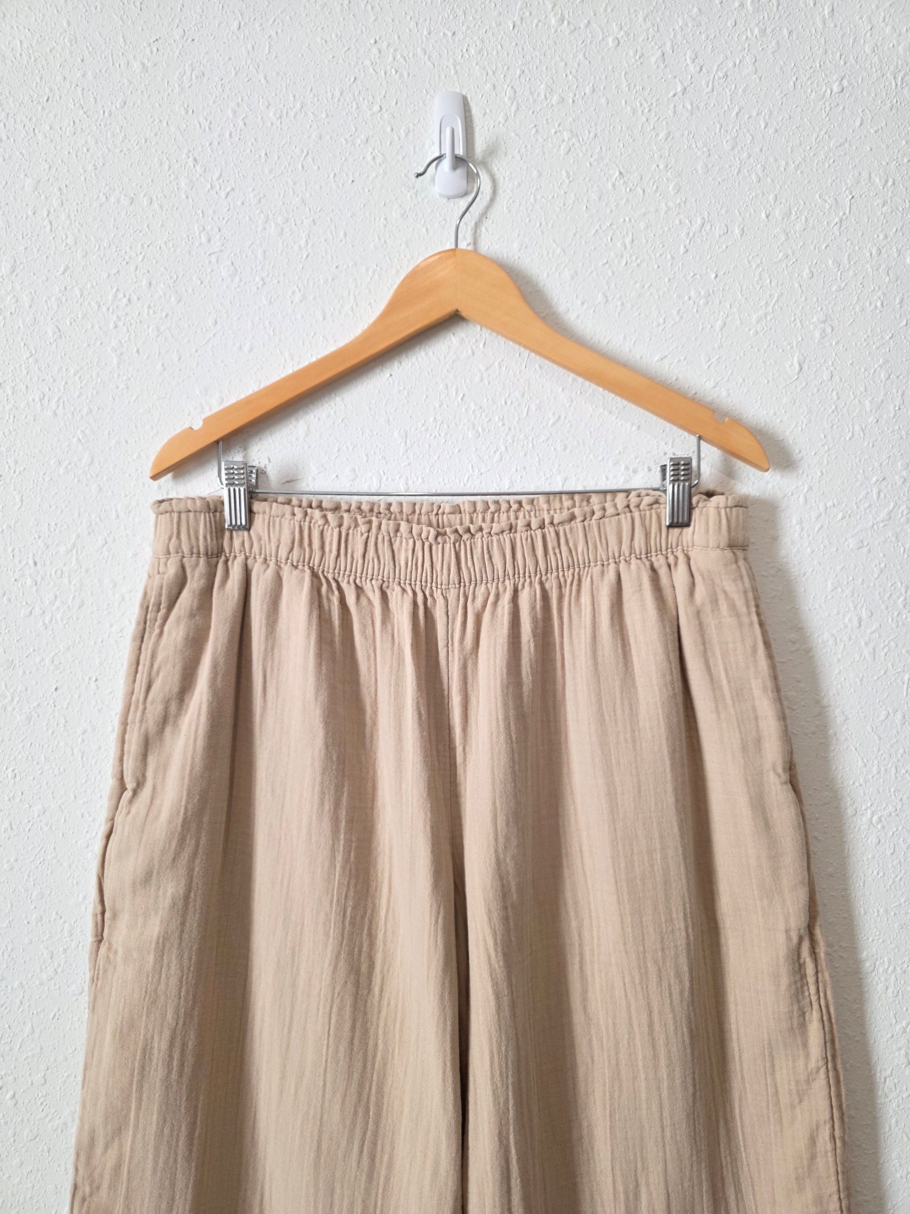 Cotton Gauze Wide Leg Pants (L)