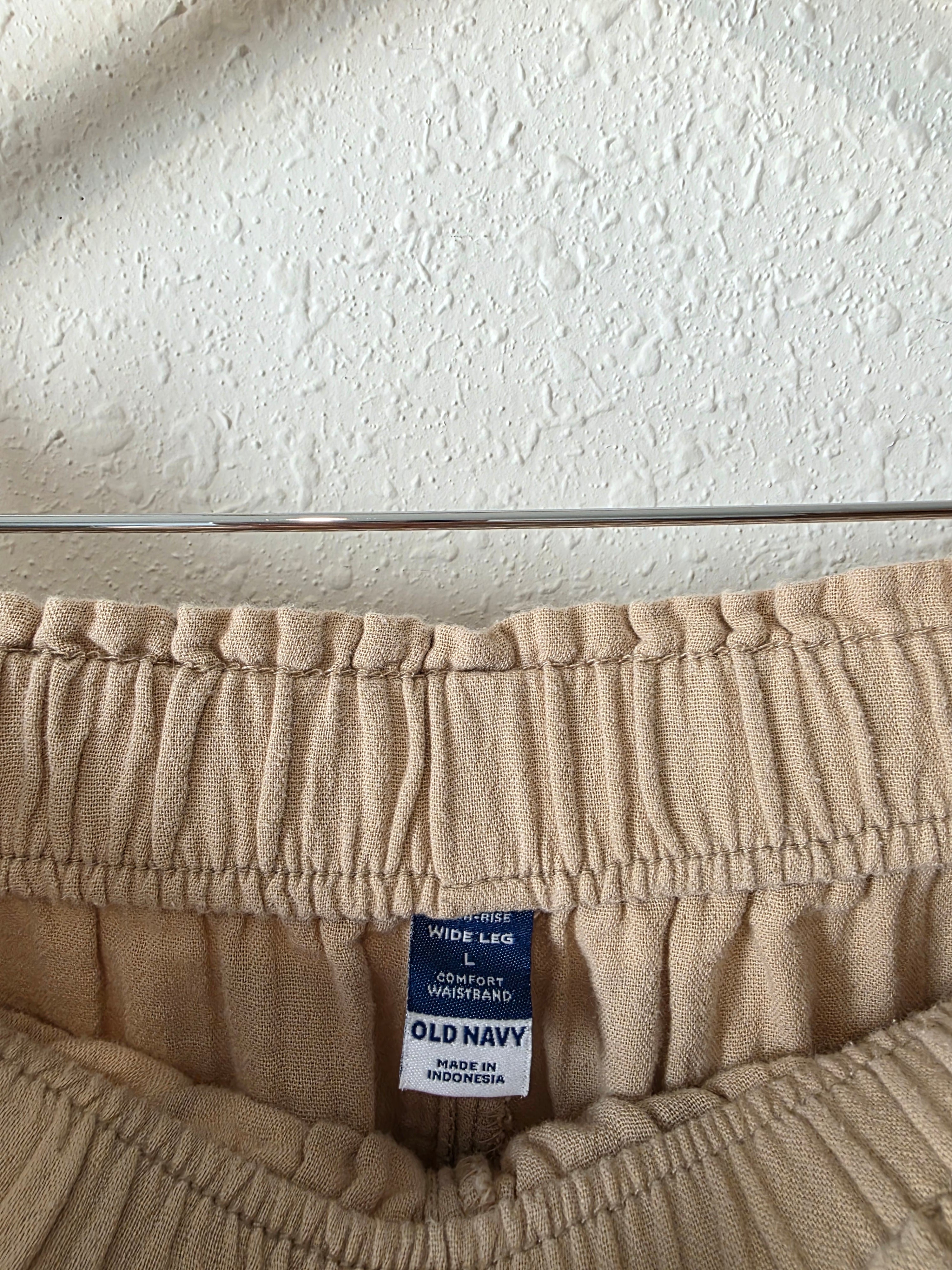 Cotton Gauze Wide Leg Pants (L)