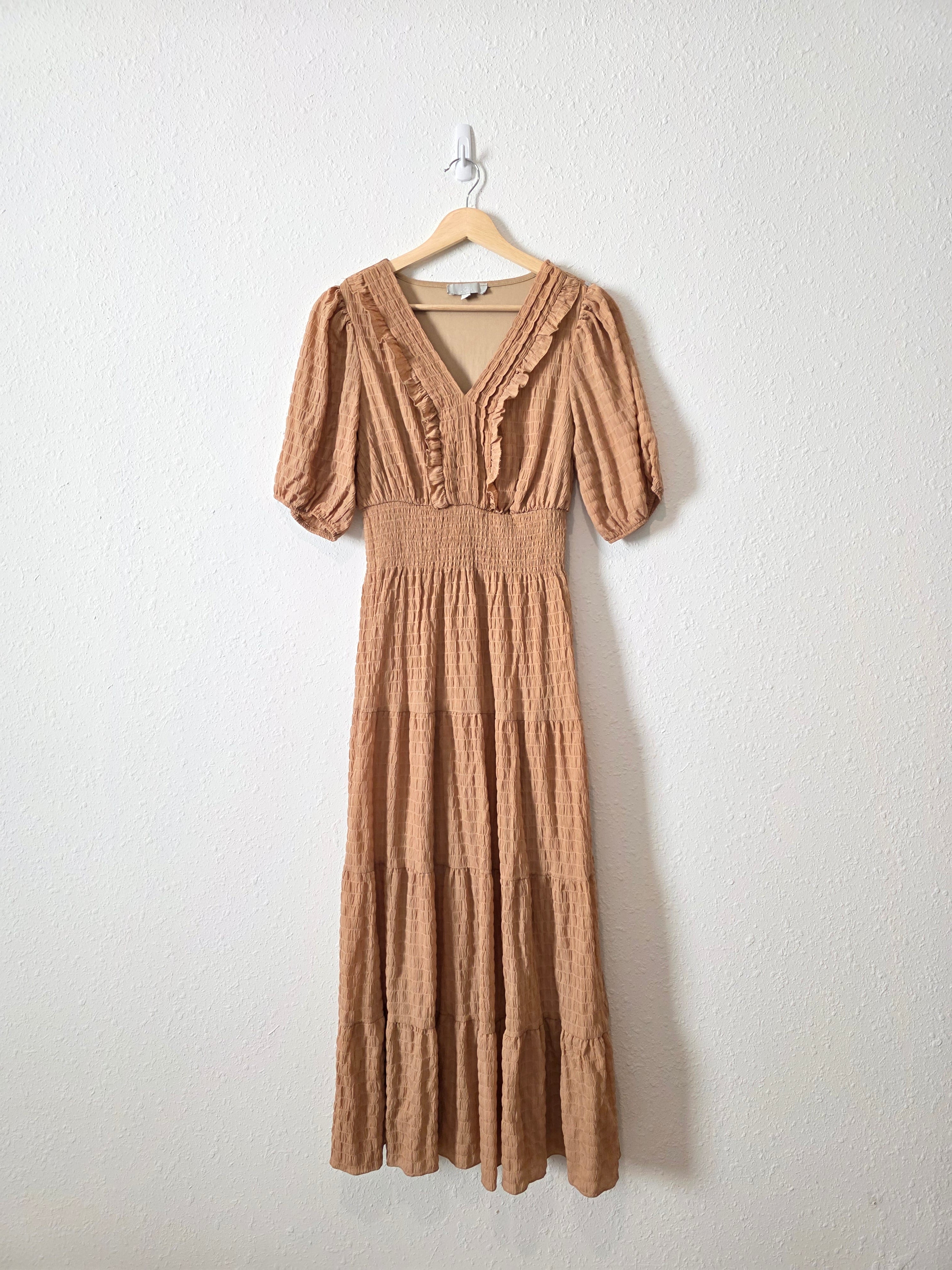 Neutral Smocked Maxi Dress (S)